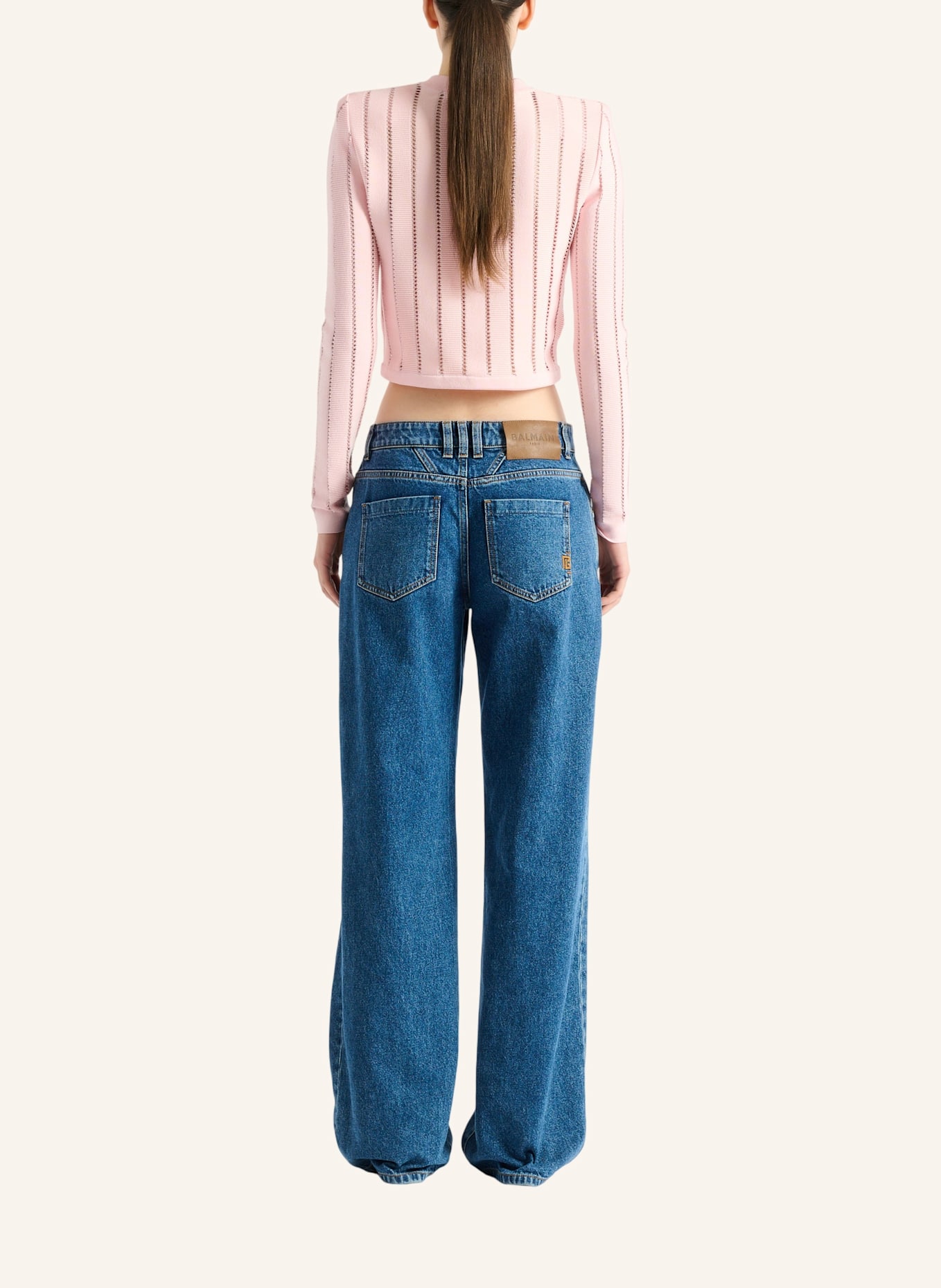 BALMAIN Kurzer Cardigan aus Fléchage-Gewebe: ROSA