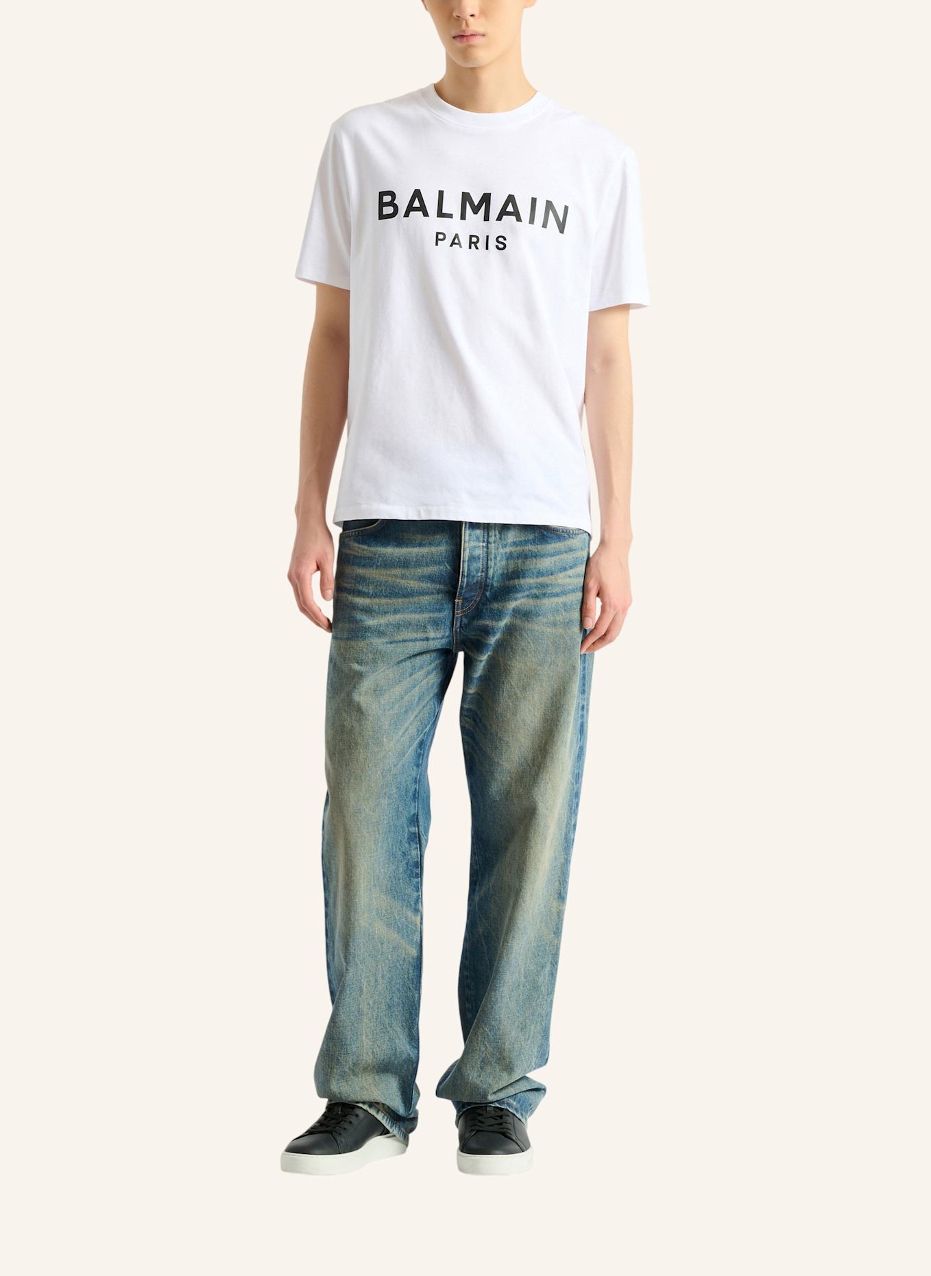 BALMAIN Bedrucktes T-Shirt aus Baumwolle: WEISS