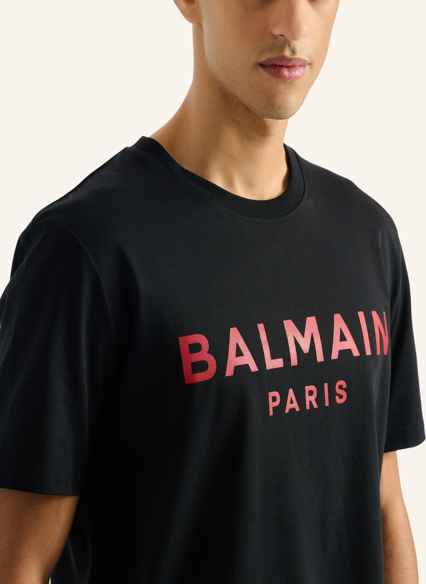 BALMAIN Bedrucktes T-Shirt aus Baumwolle: NUDE
