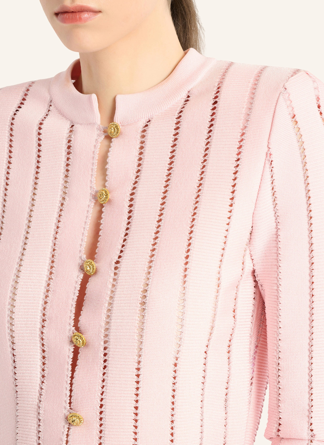 BALMAIN Kurzer Cardigan aus Fléchage-Gewebe: ROSA