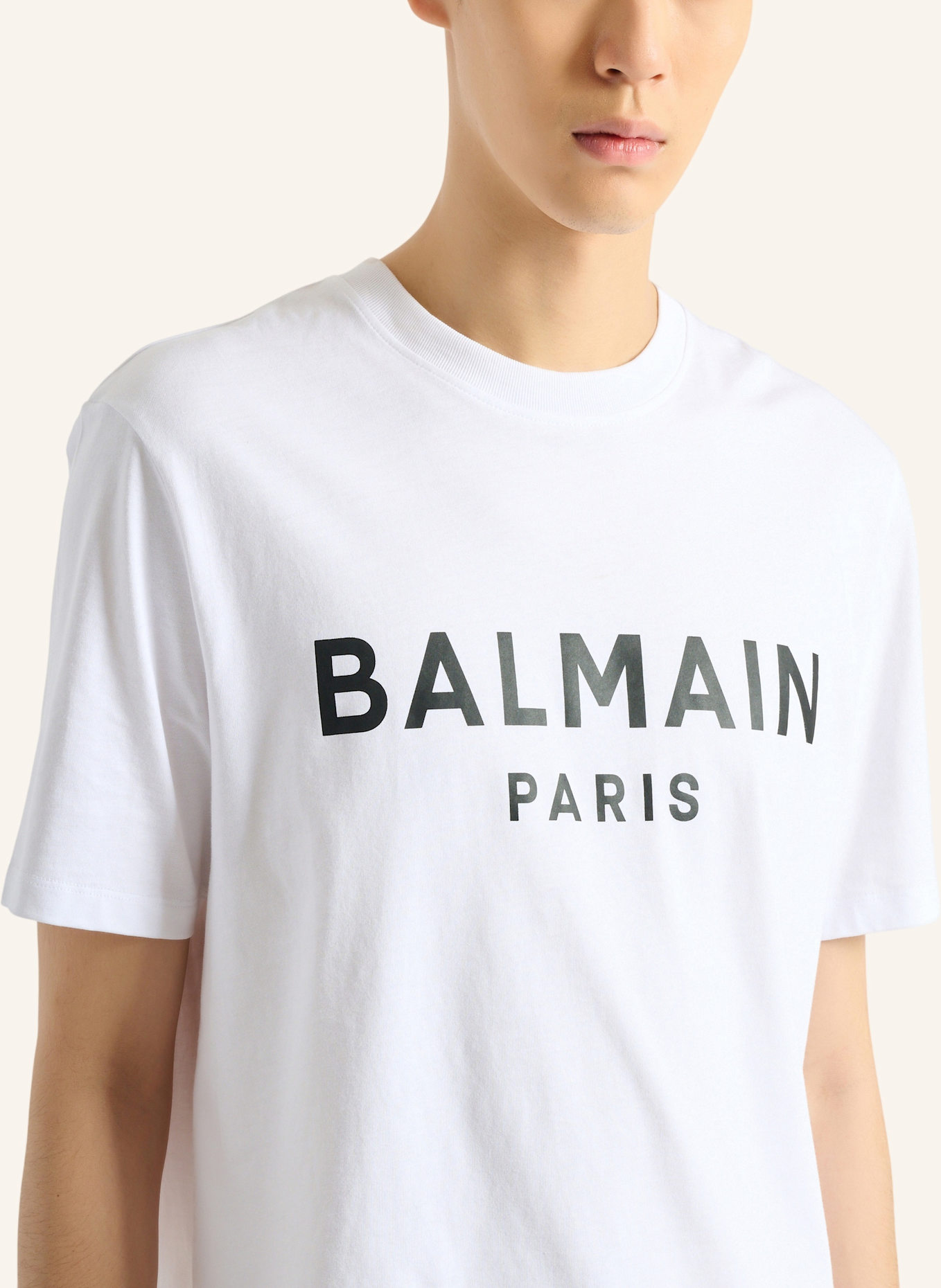 BALMAIN Bedrucktes T-Shirt aus Baumwolle: WEISS