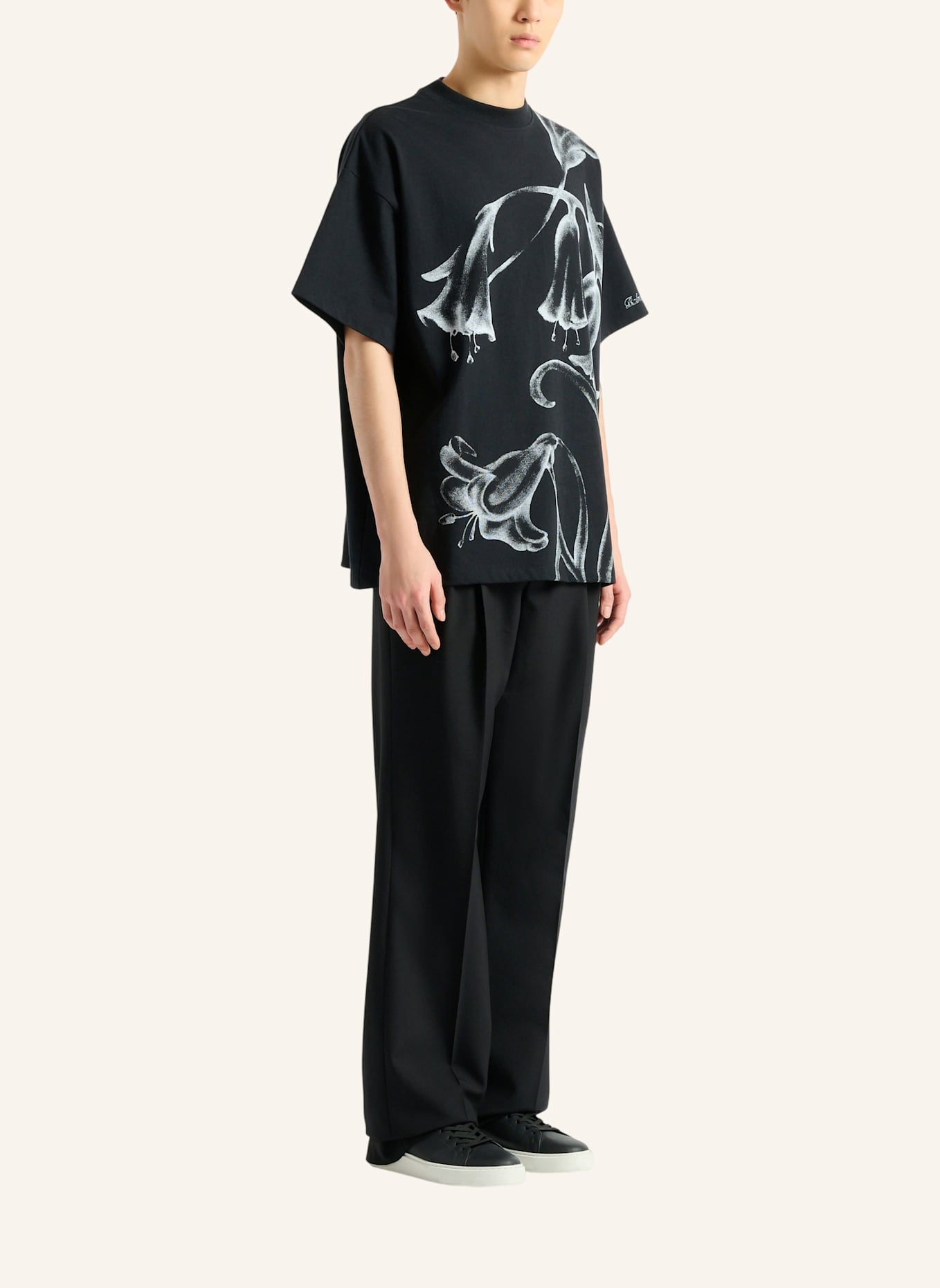 BALMAIN Bedrucktes Balmain Flower T-Shirt: SCHWARZ