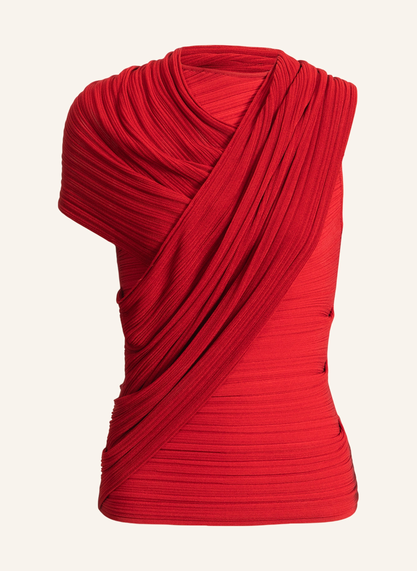 BALMAIN Ärmelloses, asymmetrisches Oberteil aus Viskose: ROT