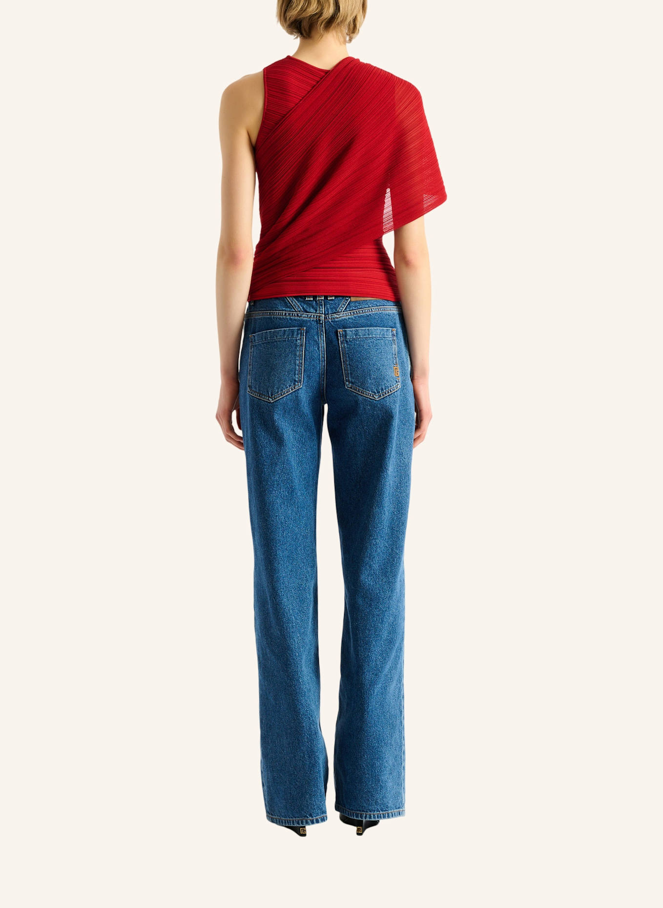 BALMAIN Ärmelloses, asymmetrisches Oberteil aus Viskose: ROT