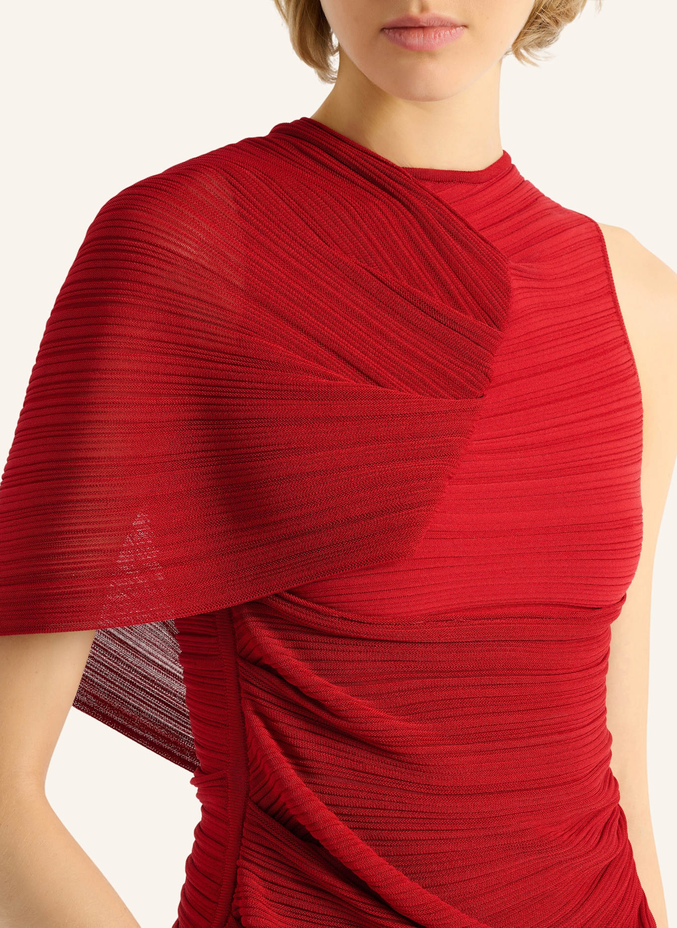 BALMAIN Ärmelloses, asymmetrisches Oberteil aus Viskose: ROT