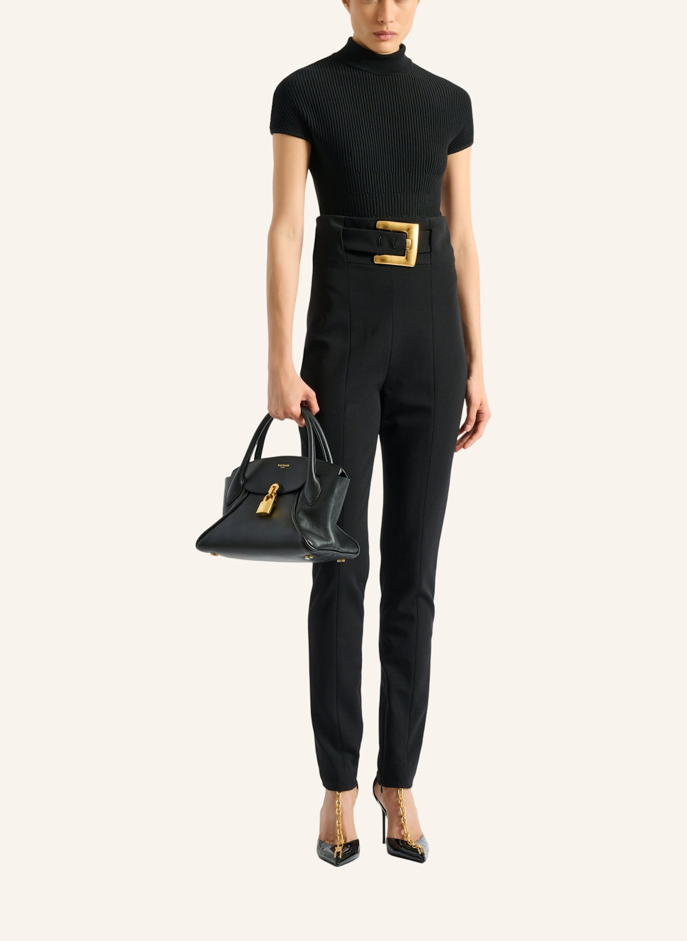 BALMAIN Body aus geripptem Gewebe: SCHWARZ