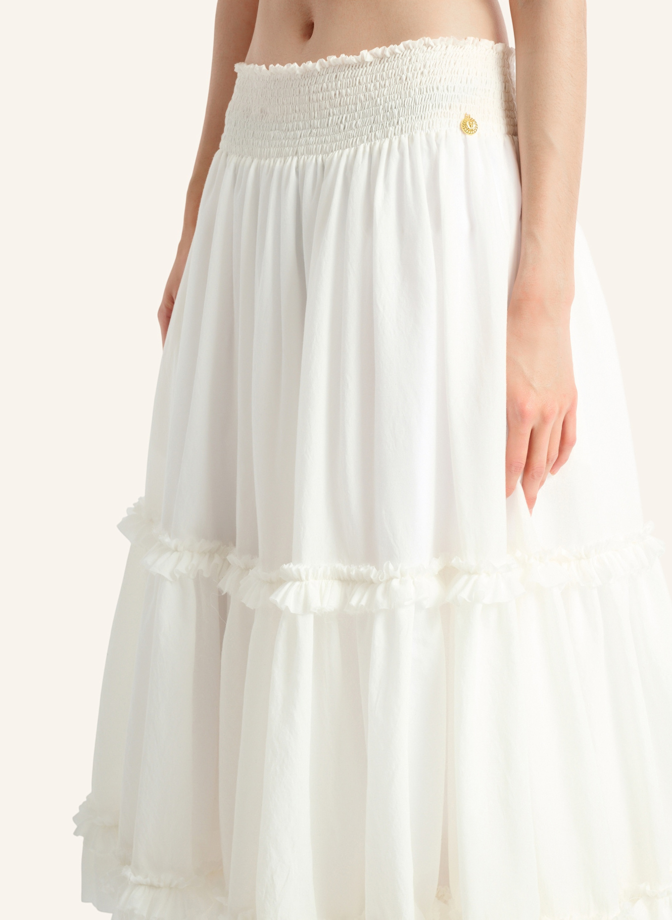 BALMAIN Langer Rock mit Raffungen: WEISS