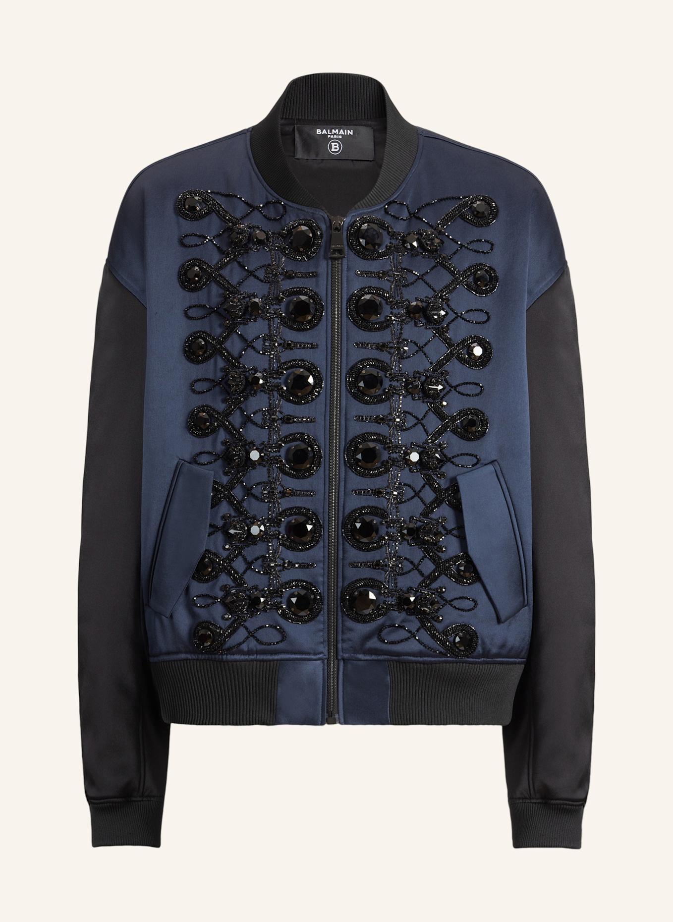 BALMAIN Bomberjacke mit Knebelverschlüssen aus Satin: SCHWARZ