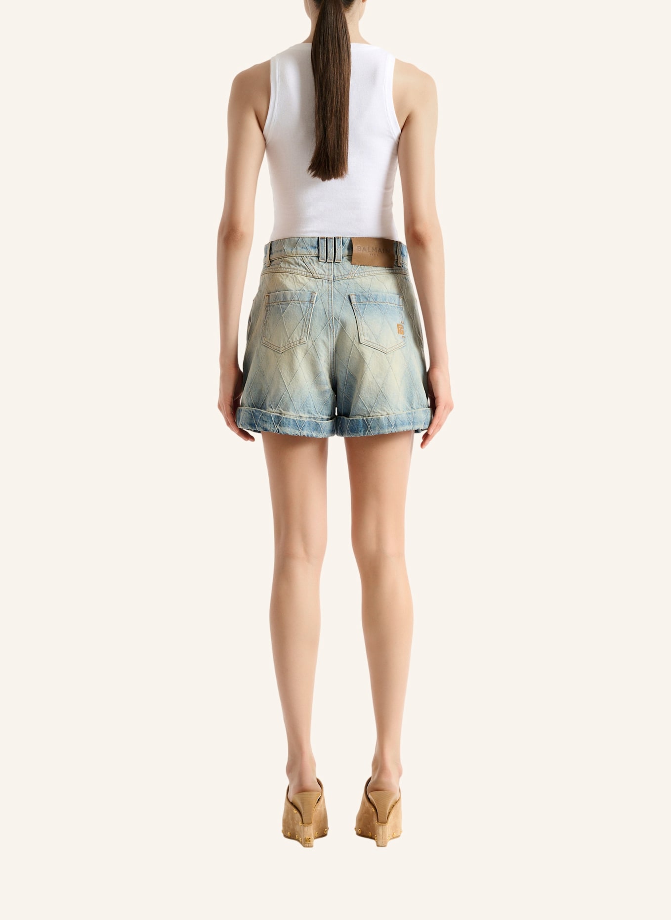 BALMAIN Jeansshorts mit Ziernähten: BLAU