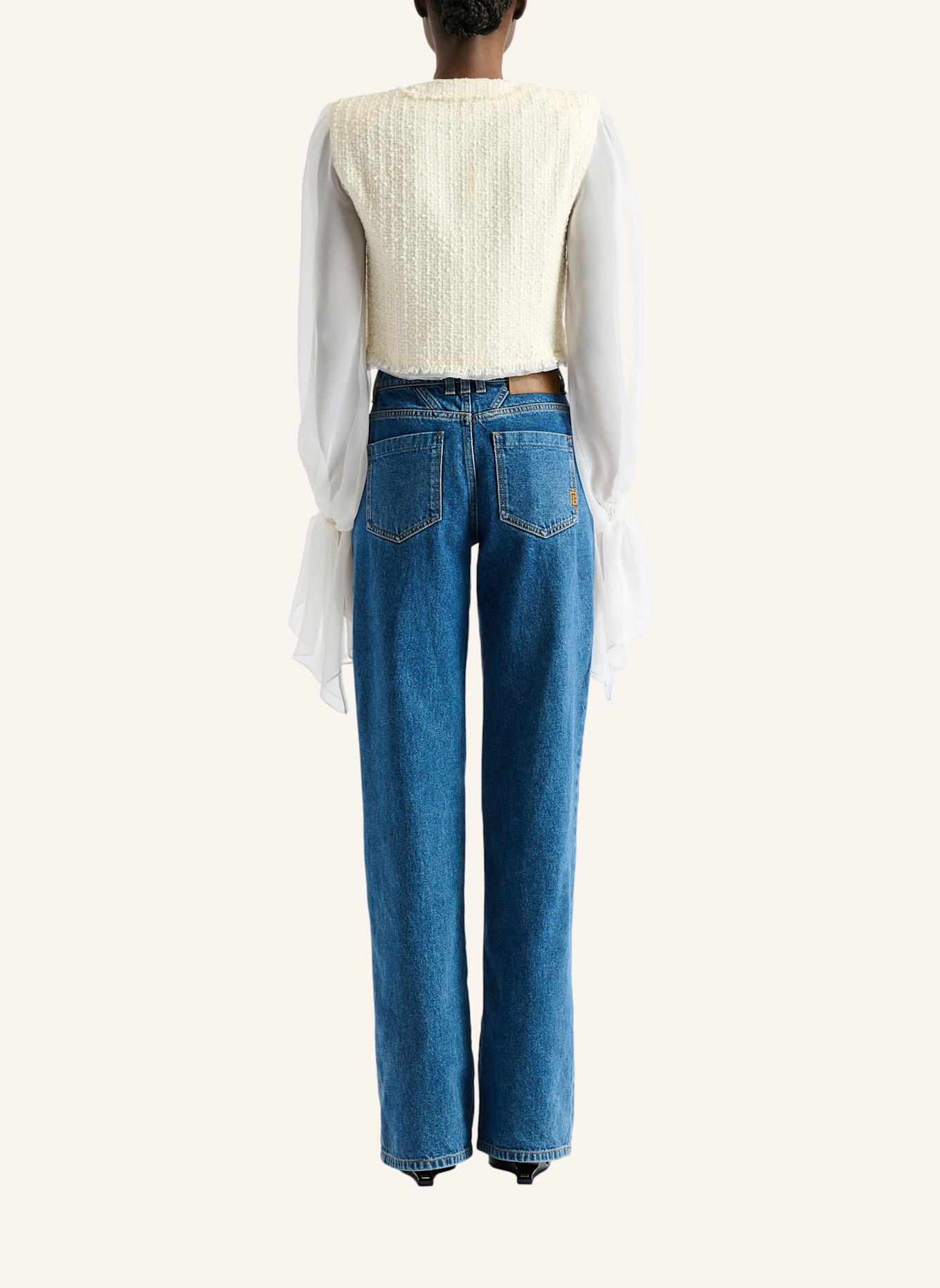 BALMAIN Spencer mit Knebelverschlüssen aus Tweed und Musselin: WEISS