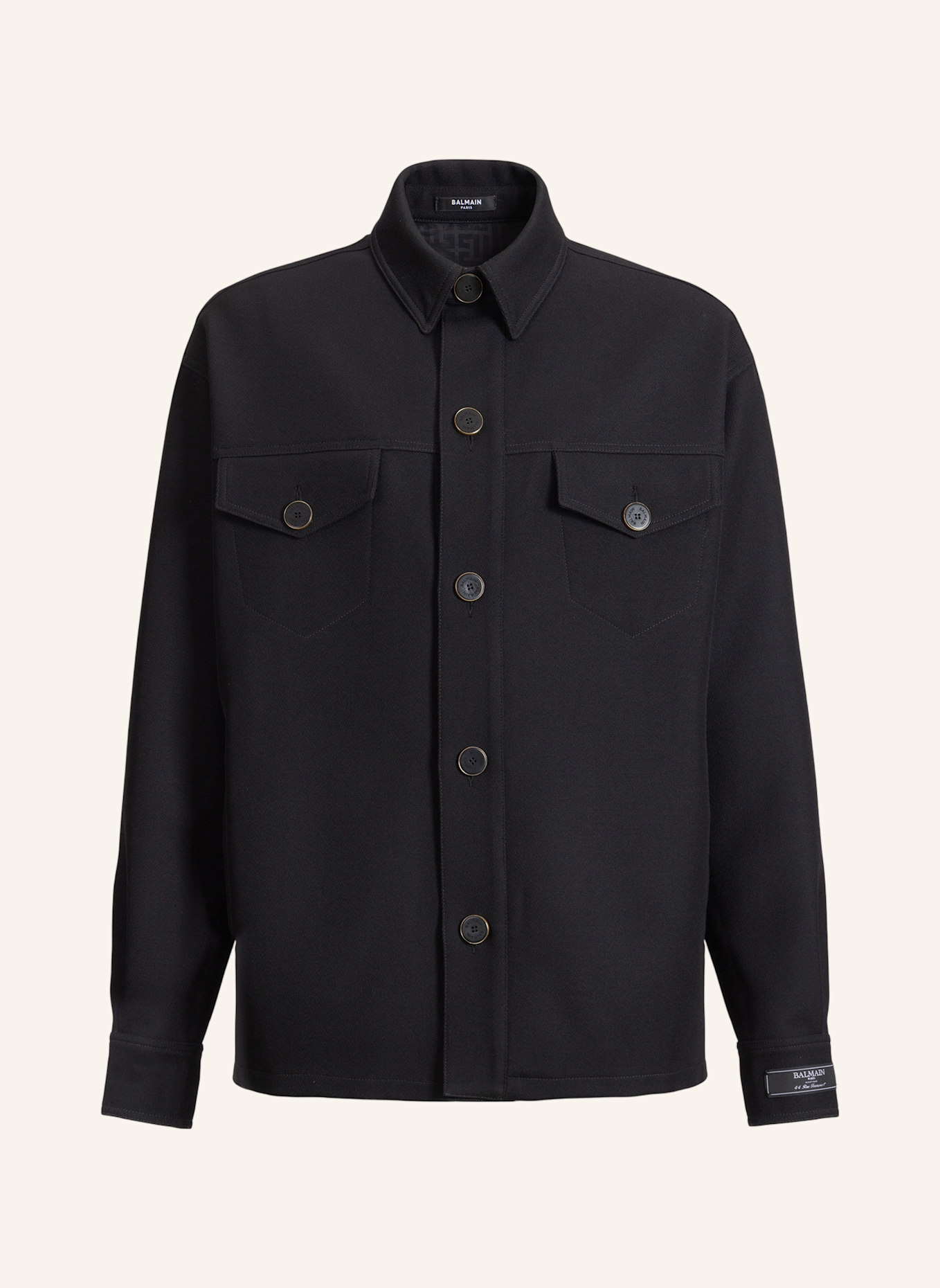 BALMAIN Überhemd aus Wolltwill: SCHWARZ