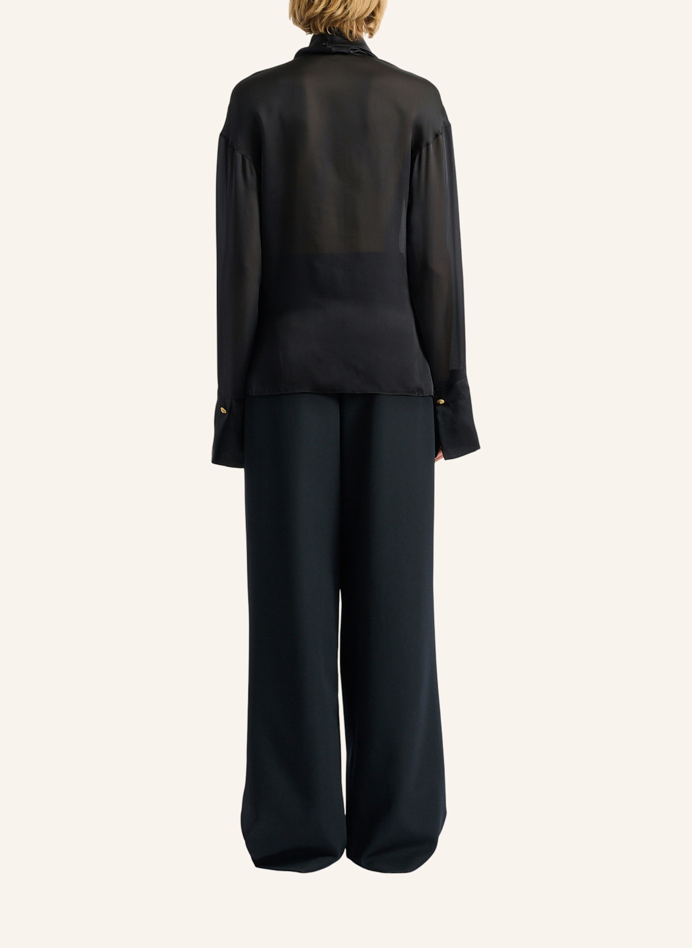 BALMAIN Seidenhemd mit geknotetem Kragen: SCHWARZ