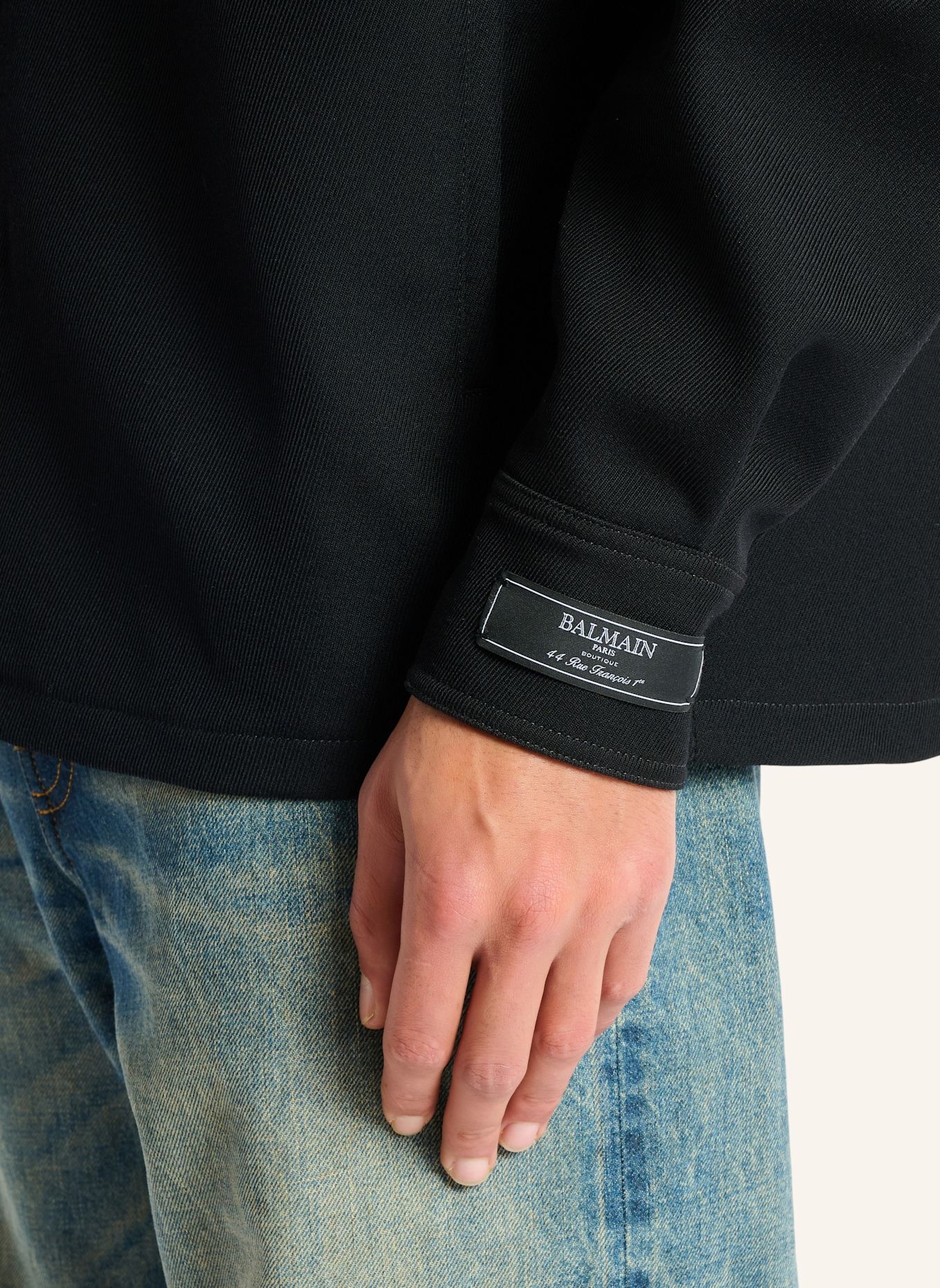 BALMAIN Überhemd aus Wolltwill: SCHWARZ