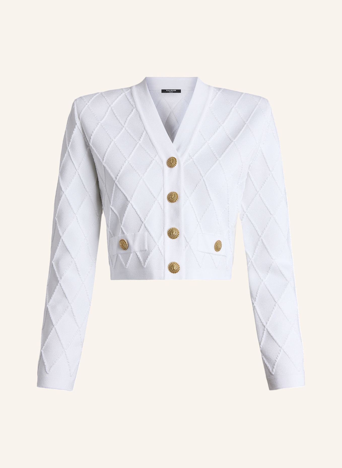BALMAIN Kurzer Cardigan: WEISS