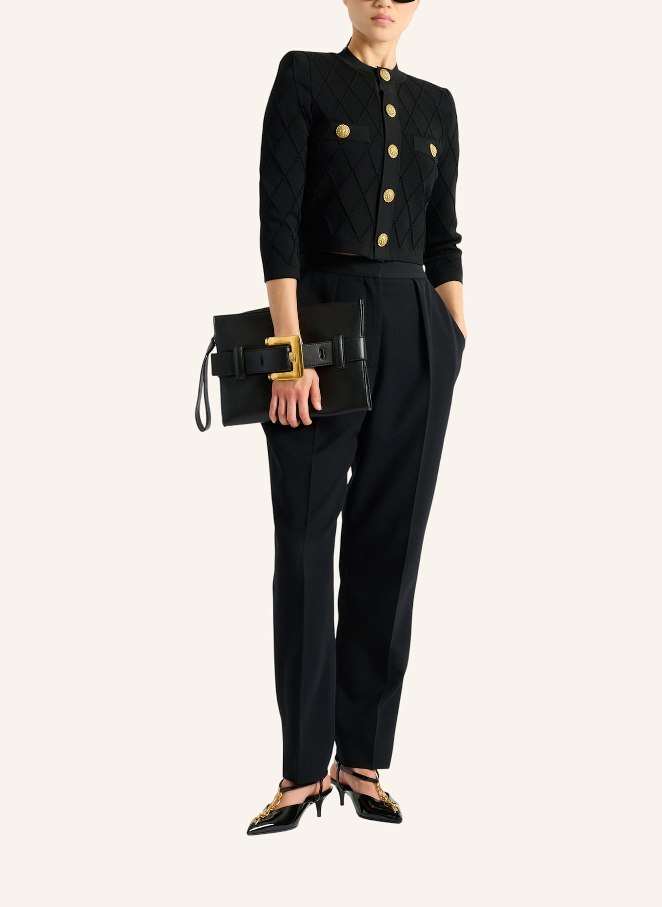 BALMAIN Kurzer Cardigan: SCHWARZ