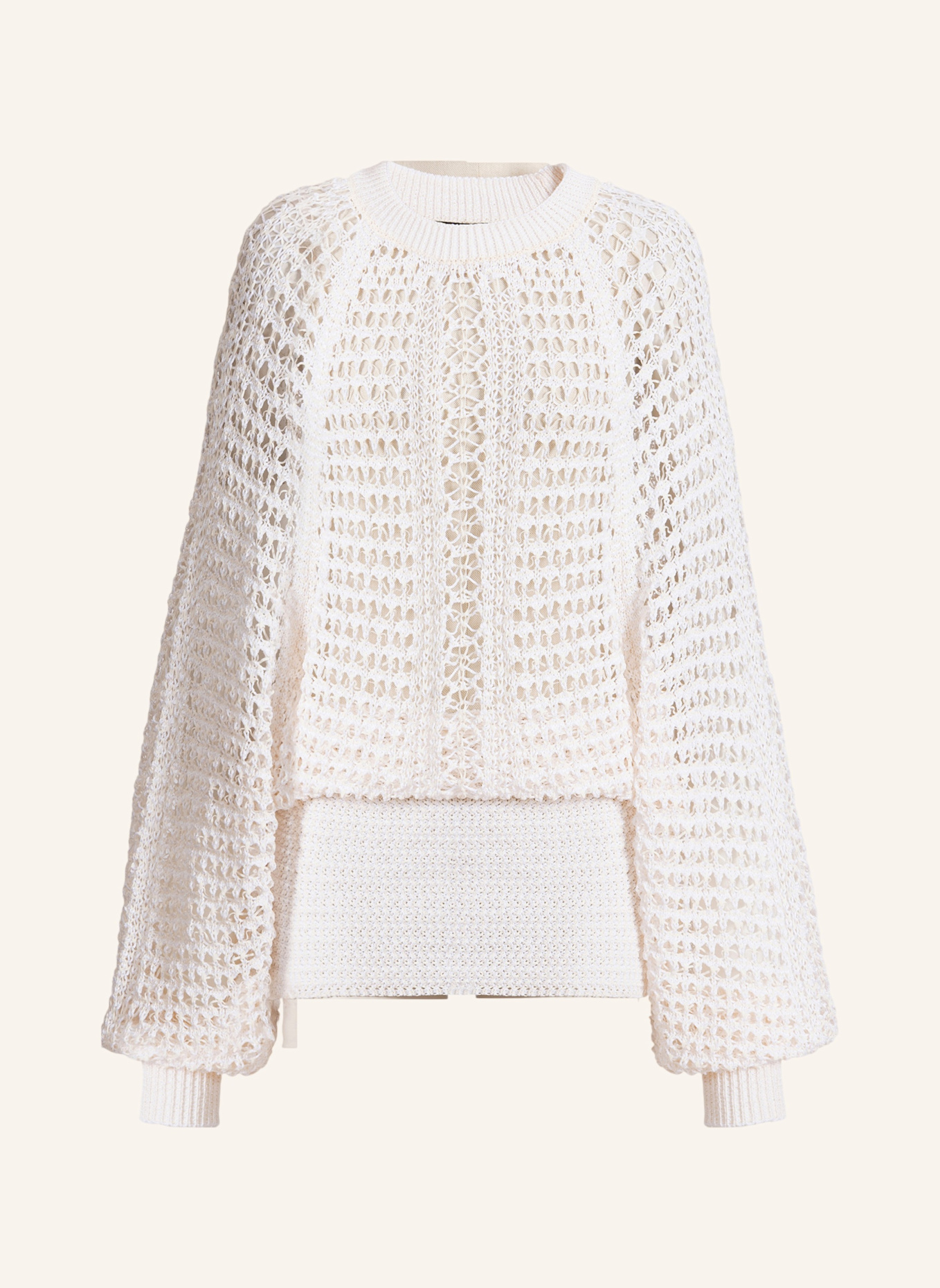 BALMAIN Kurzes Kleid aus gehäkelter Spitze: WEISS