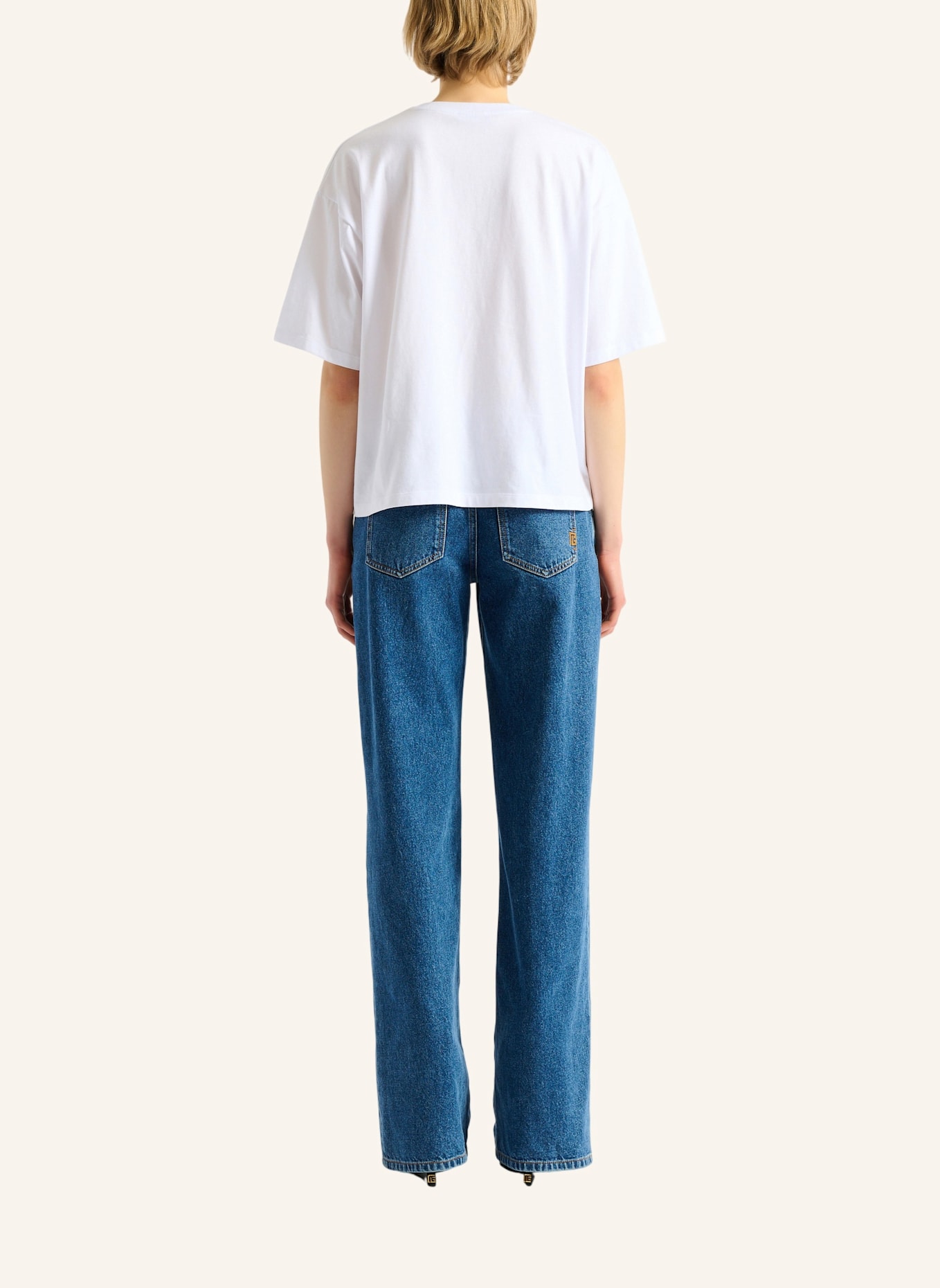 BALMAIN Bedrucktes Balmain Flower T-Shirt: WEISS