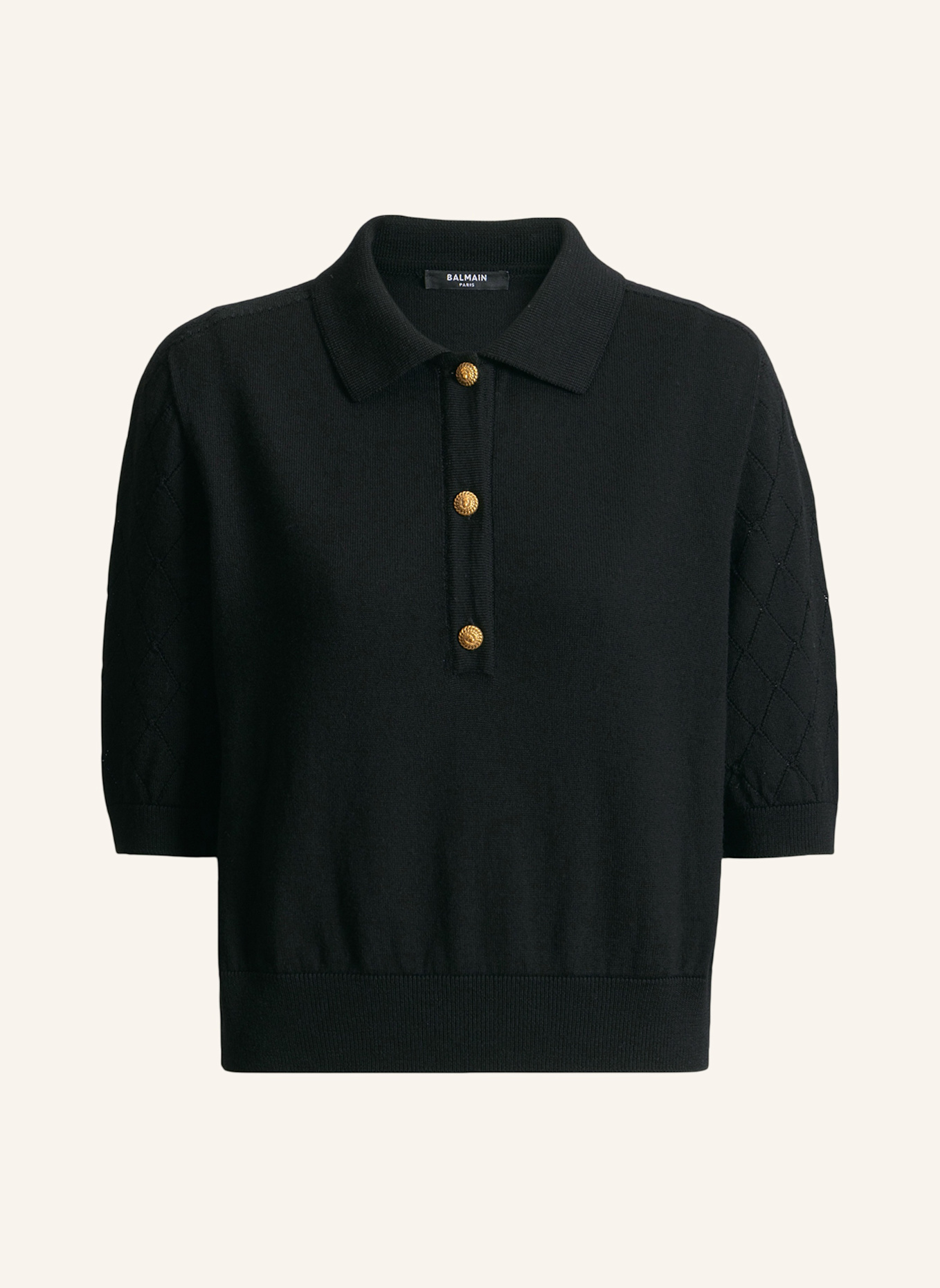 BALMAIN Polohemd mit drei Knöpfen: SCHWARZ