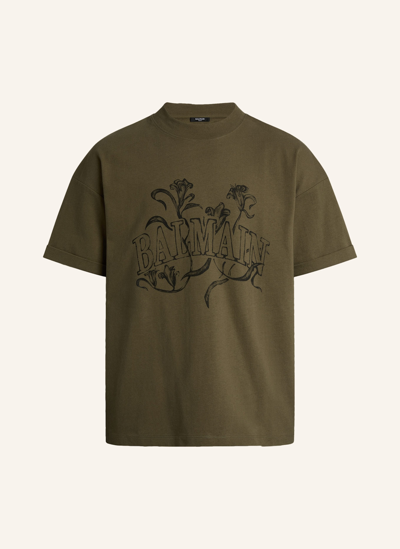 BALMAIN Bedrucktes Balmain Bloom T-Shirt: GRÜN