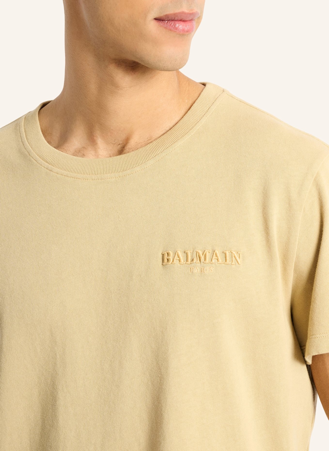 BALMAIN Besticktes Balmain Vintage T-Shirt: KHAKI