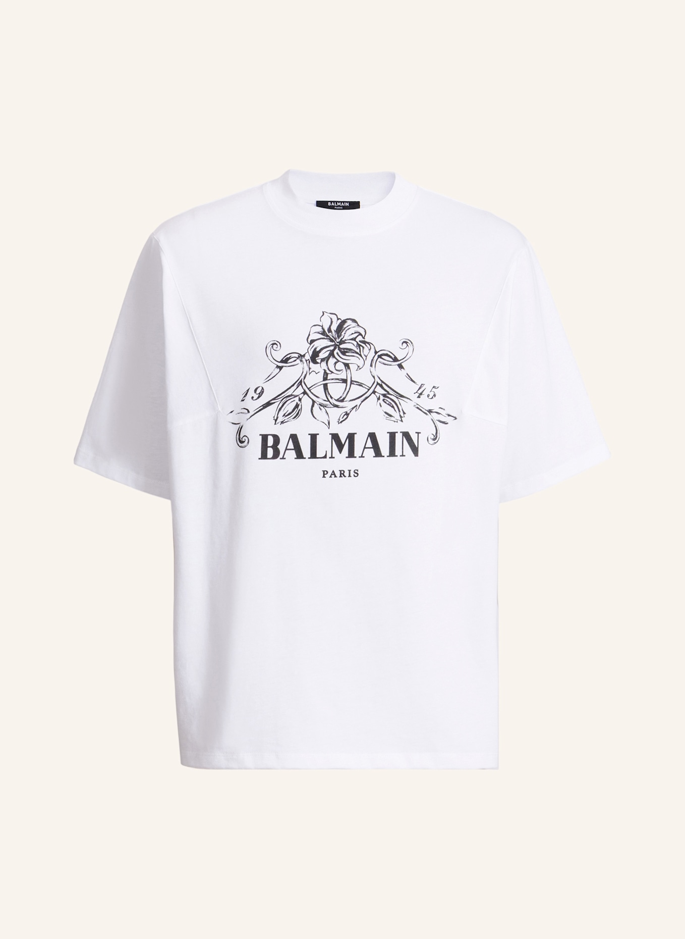 BALMAIN Bedrucktes Balmain Vine T-Shirt: WEISS