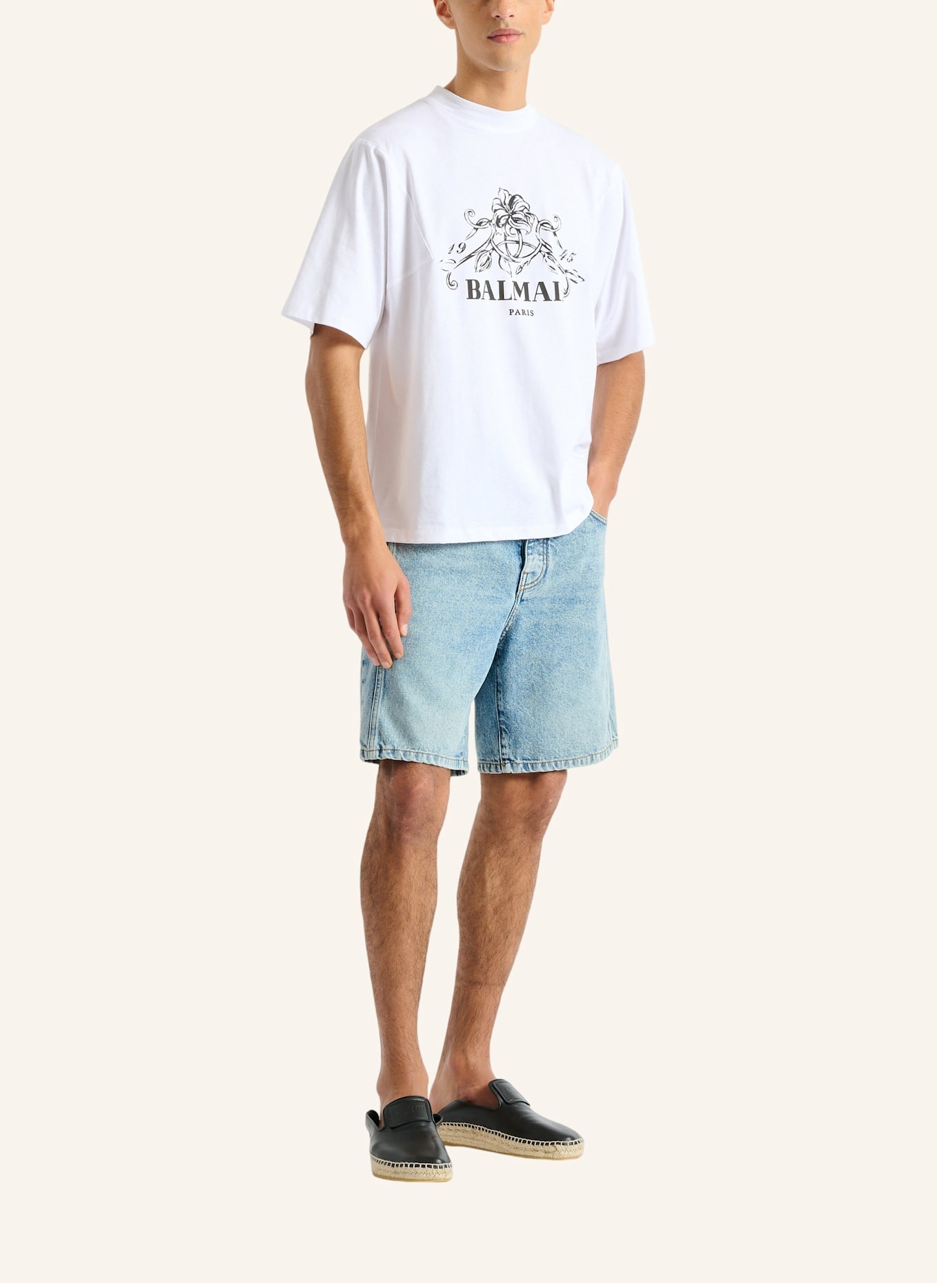 BALMAIN Bedrucktes Balmain Vine T-Shirt: WEISS