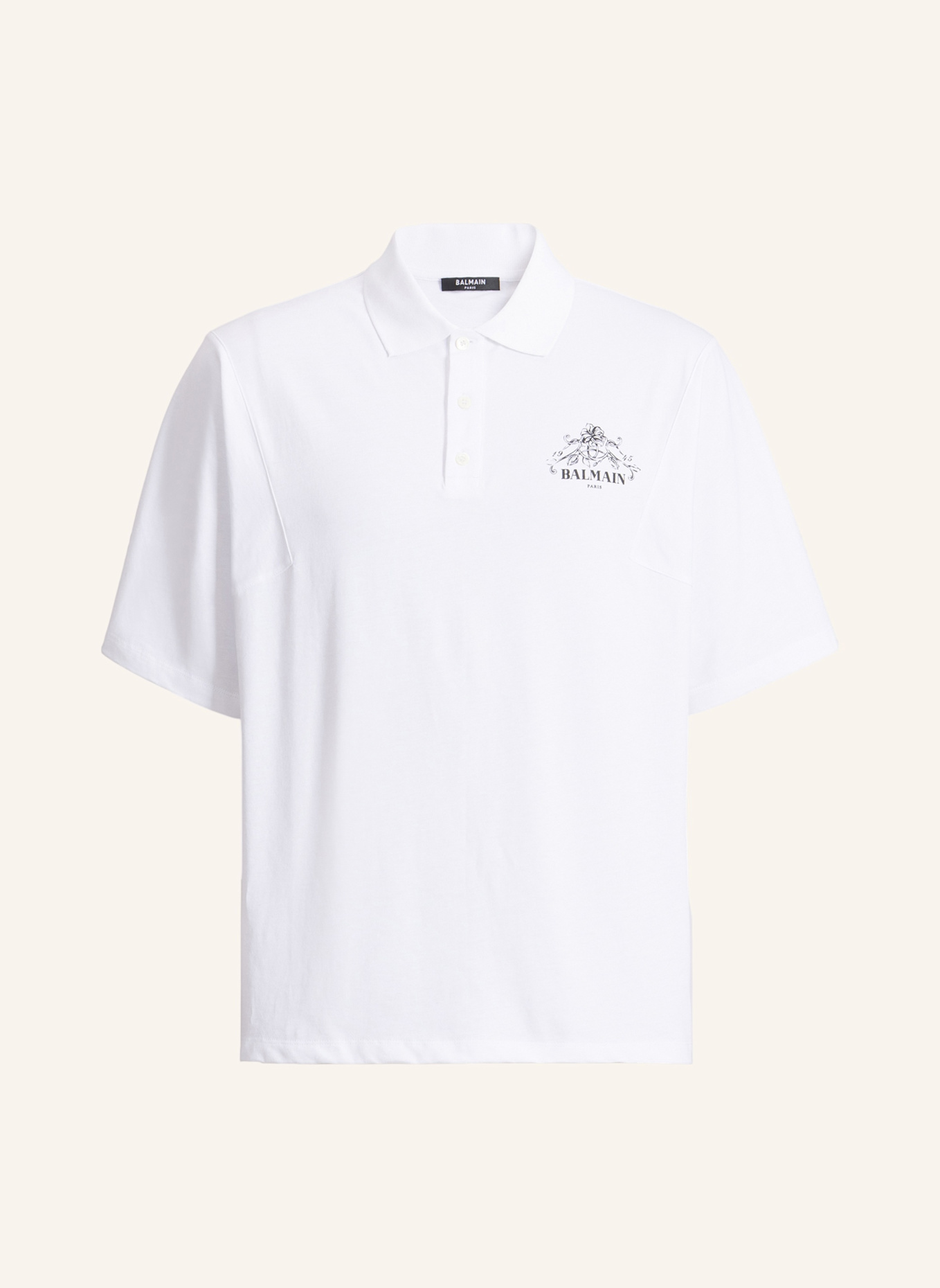 BALMAIN Bedrucktes Balmain Vine Poloshirt: WEISS