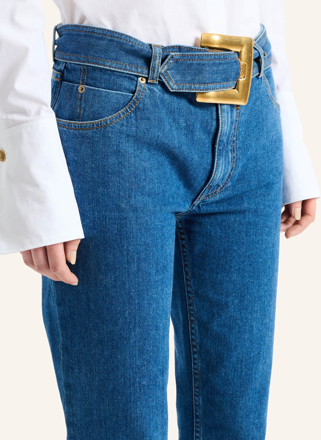 BALMAIN Jeans mit Gürtel: BLAU