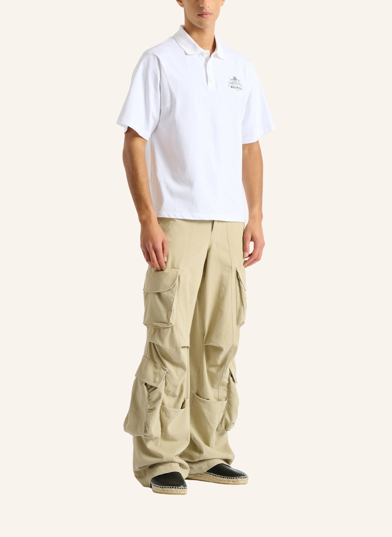 BALMAIN Bedrucktes Balmain Vine Poloshirt: WEISS