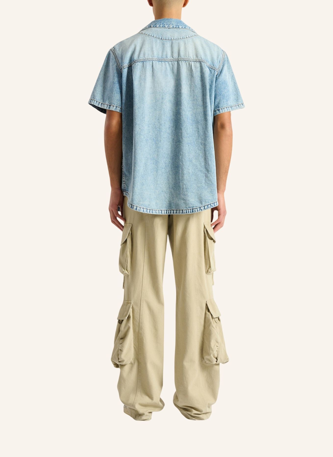 BALMAIN Hemd aus verwaschenem Denim in Light Blue: BLAU