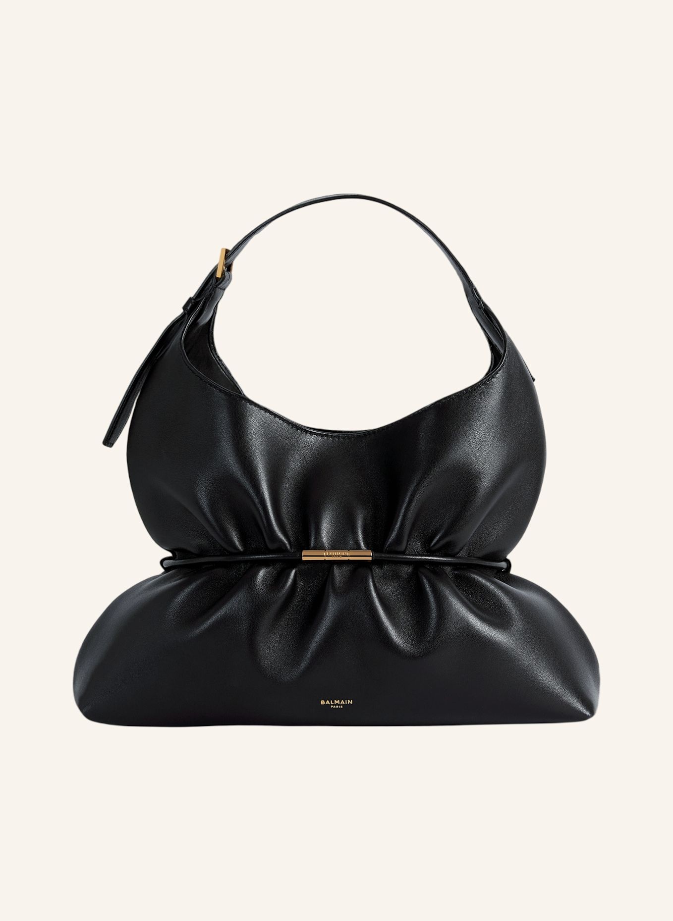 BALMAIN Mittelgroße Tasche SPHYNX aus Glattleder: SCHWARZ