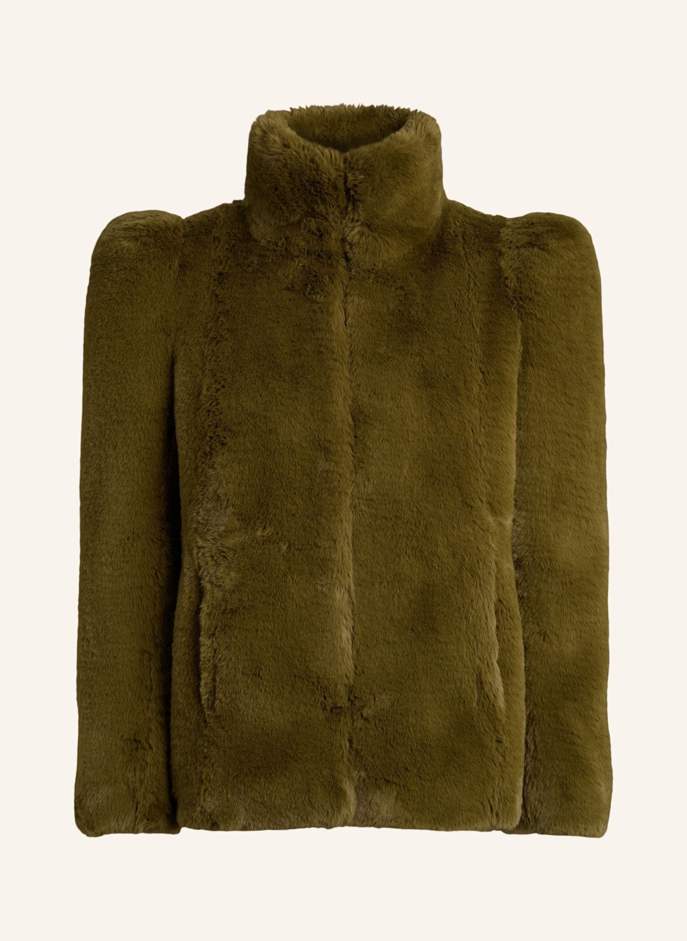 BALMAIN Kurzmantel aus Kunstfell: GRÜN