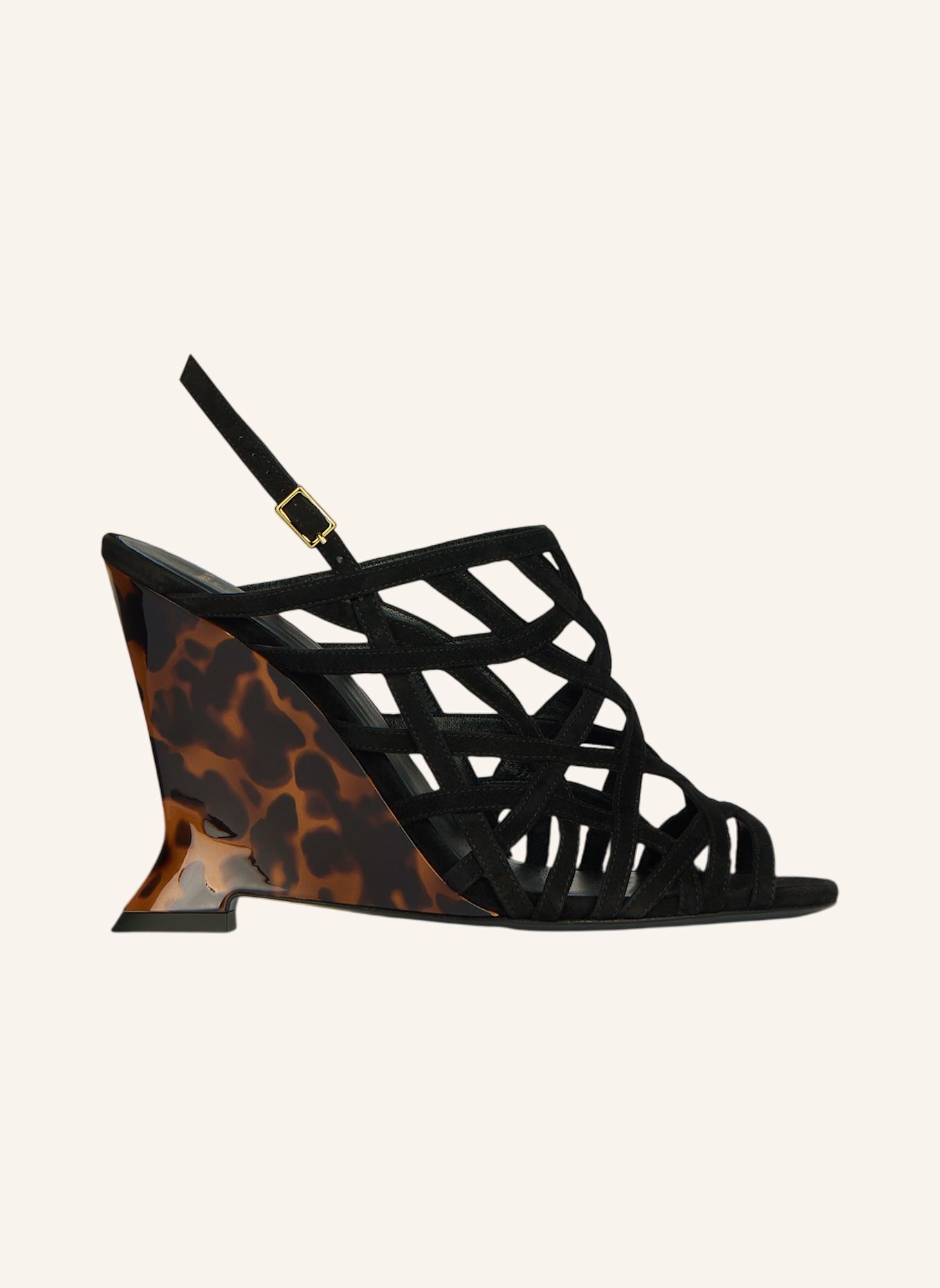 BALMAIN Sandalen Wedge Cage aus Wildleder: NUDE