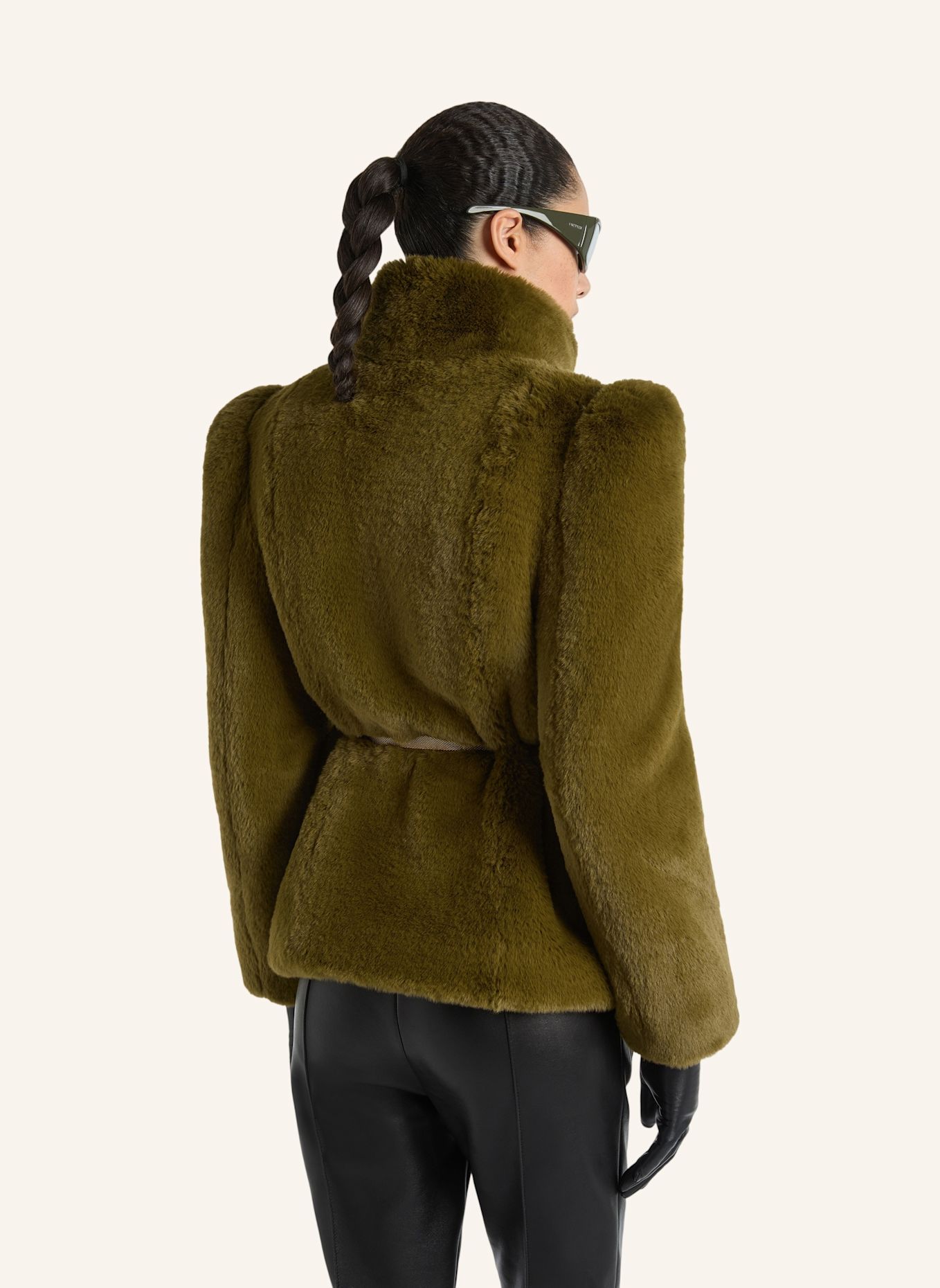 BALMAIN Kurzmantel aus Kunstfell: GRÜN