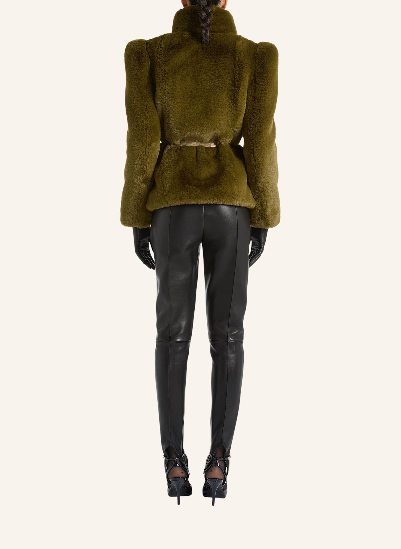 BALMAIN Steghose aus Lammleder: SCHWARZ
