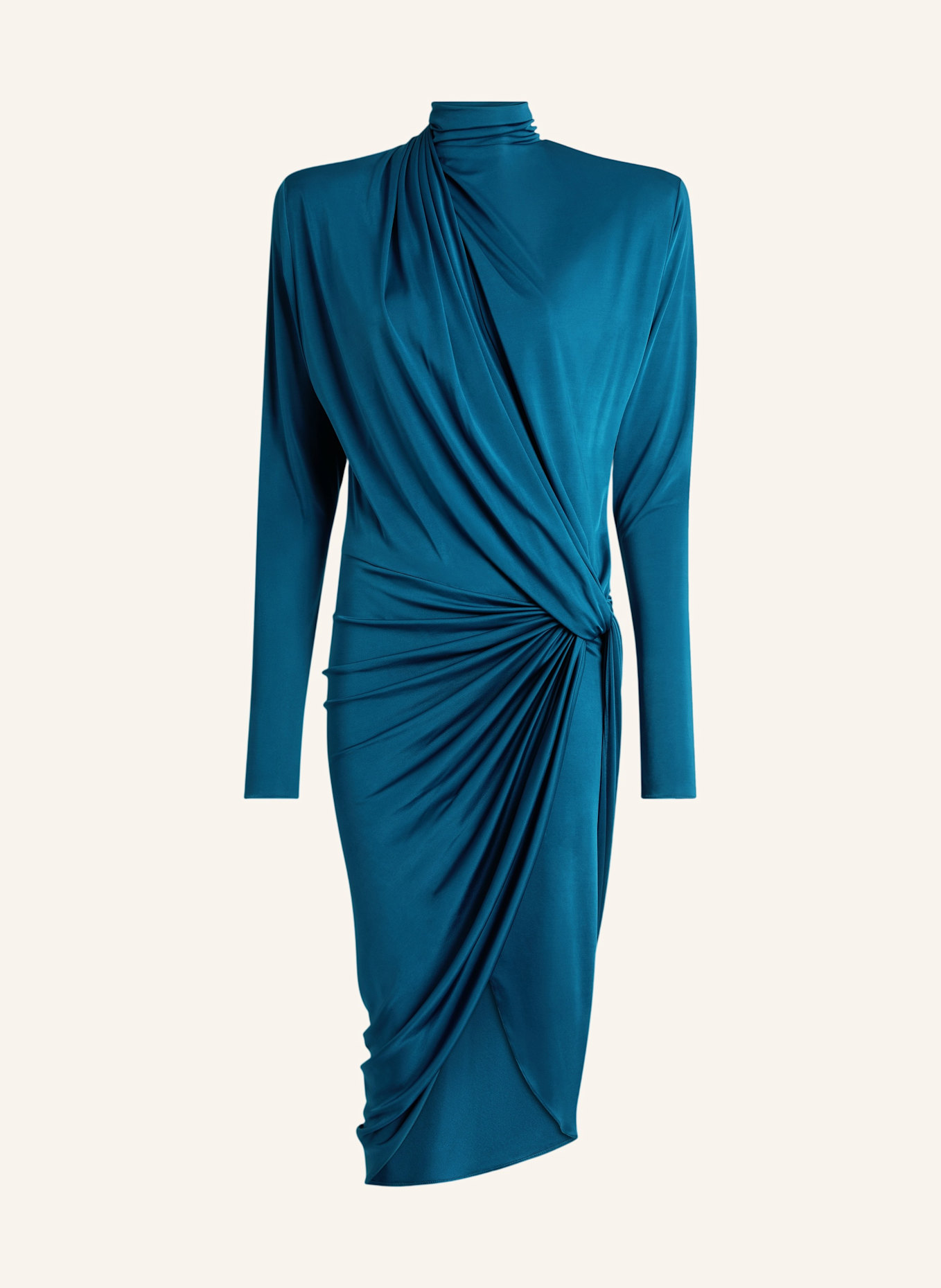 BALMAIN Drapiertes Kleid aus fließendem Jersey: BLAU