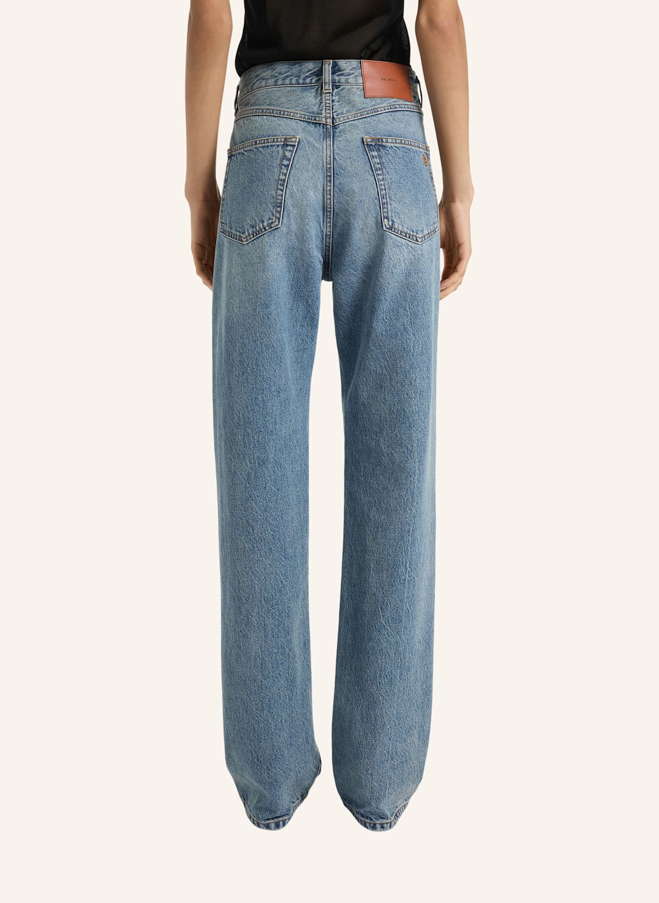 BALMAIN Gerade geschnittene Jeans aus verwaschenem Denim: BLAU