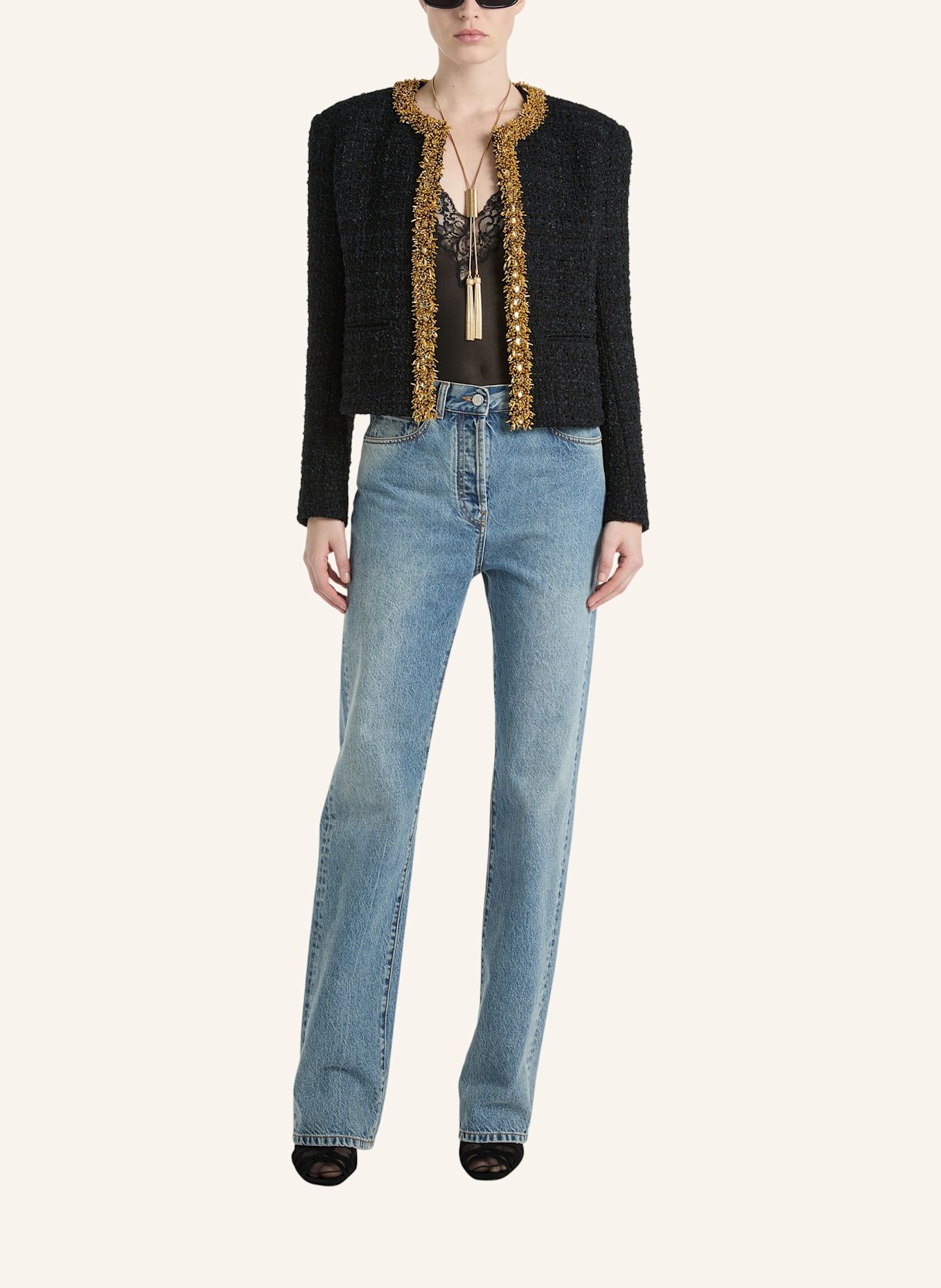 BALMAIN Gerade geschnittene Jeans aus verwaschenem Denim: BLAU