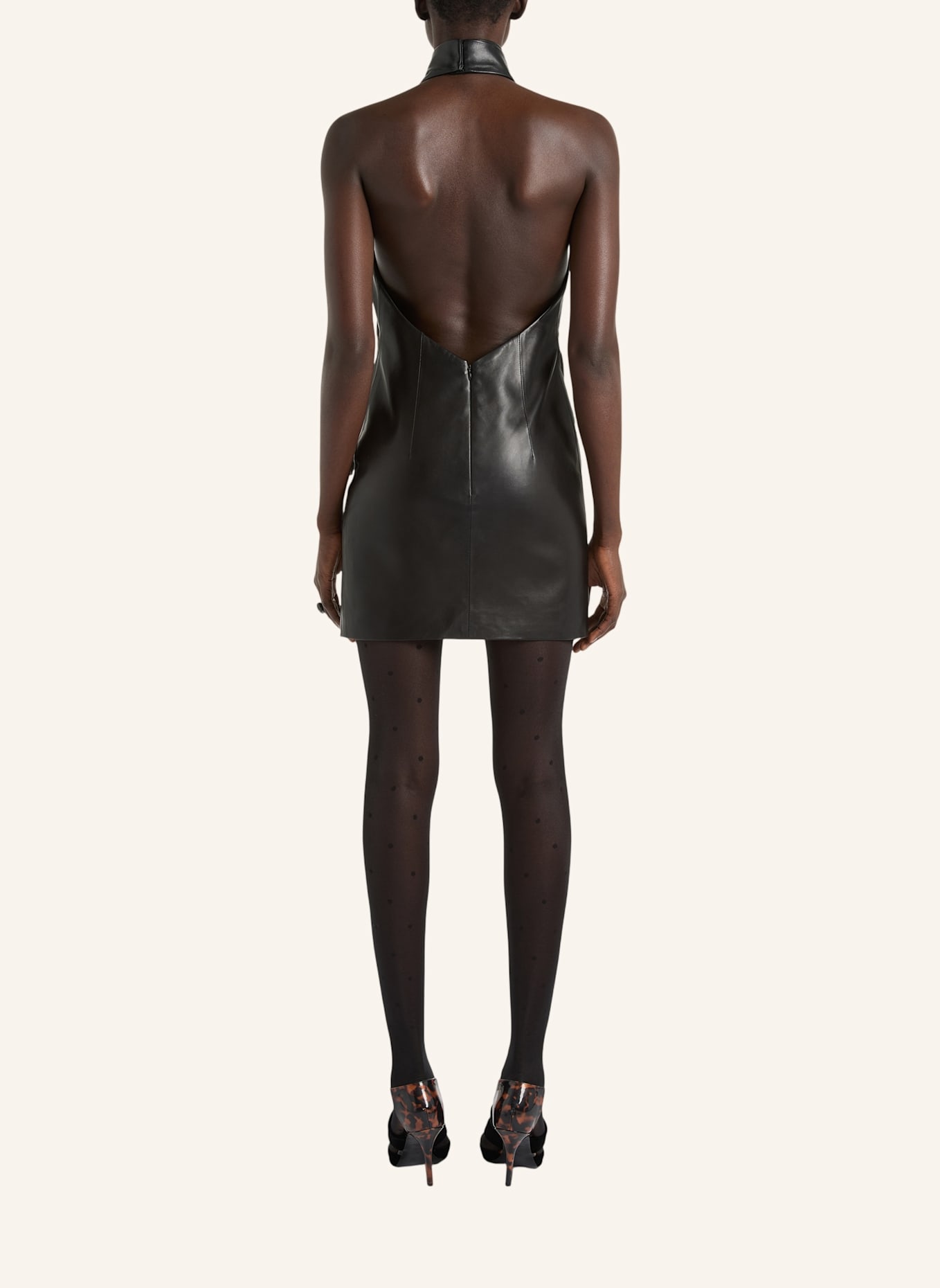 BALMAIN Rückenfreies Kleid aus Lammleder: SCHWARZ