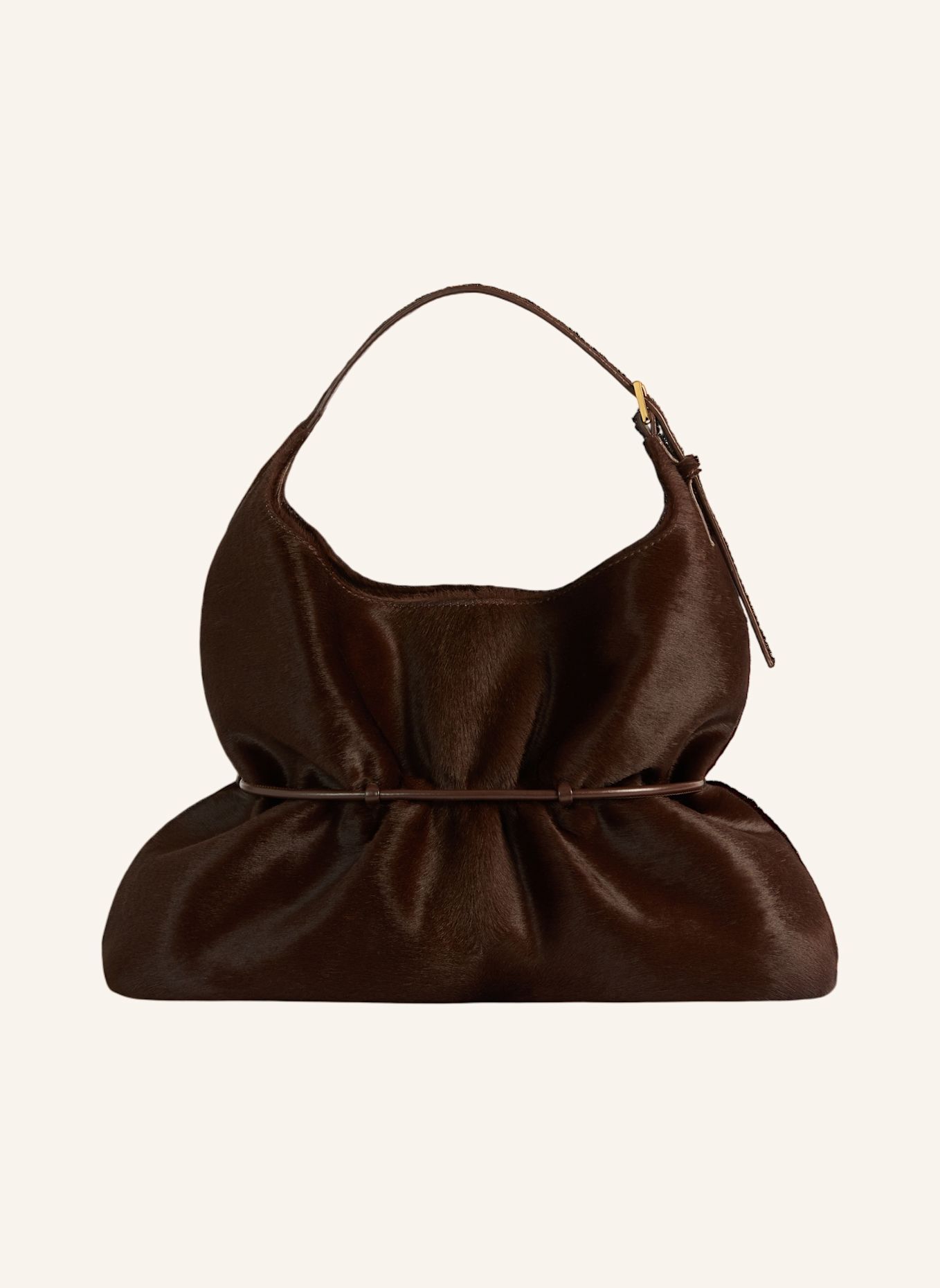 BALMAIN Mittelgroße Tasche SPHYNX aus flauschigem Leder: BRAUN