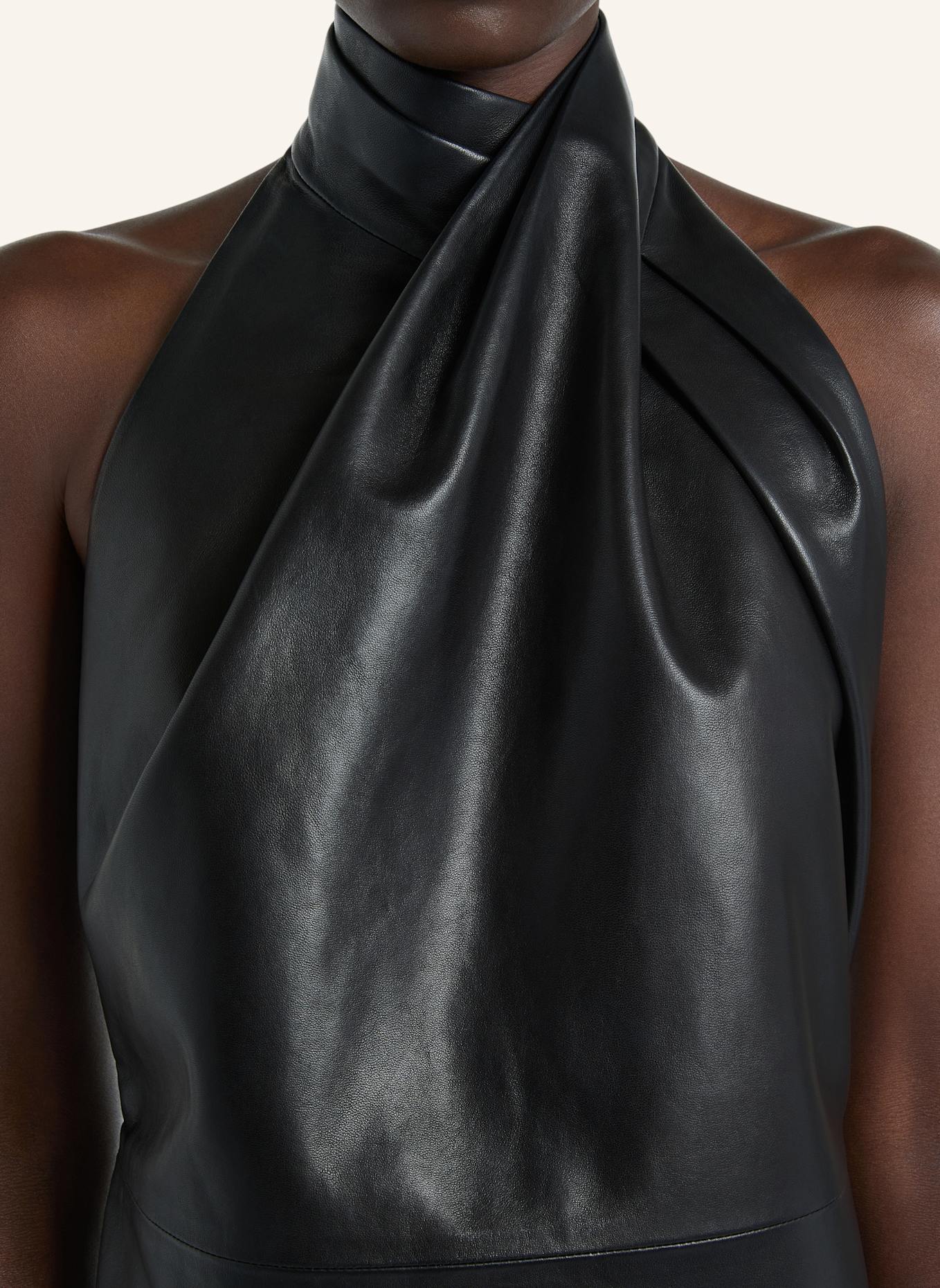 BALMAIN Rückenfreies Kleid aus Lammleder: SCHWARZ