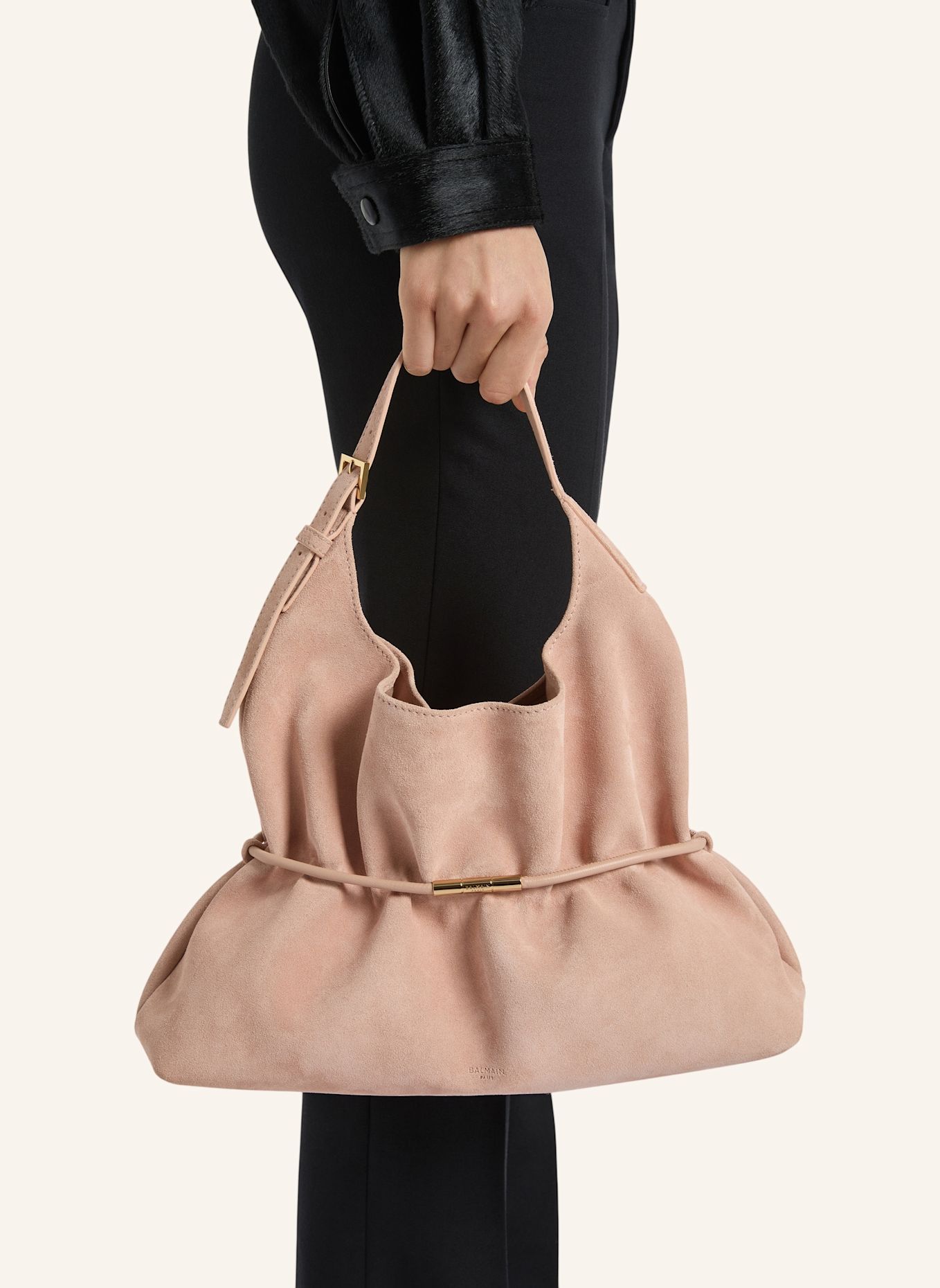 BALMAIN Mittelgroße Tasche SPHYNX aus Wildleder: ROSA
