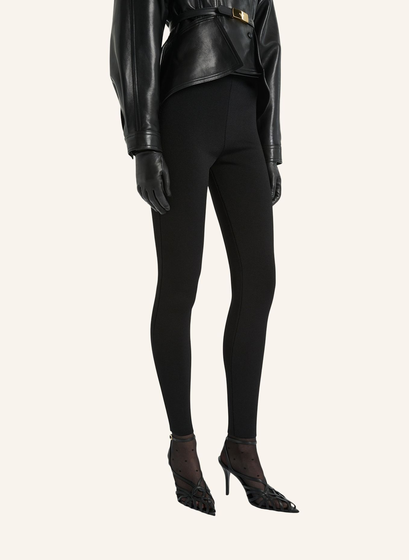 BALMAIN Hose mit hoher Taille aus Milano-Jersey: SCHWARZ
