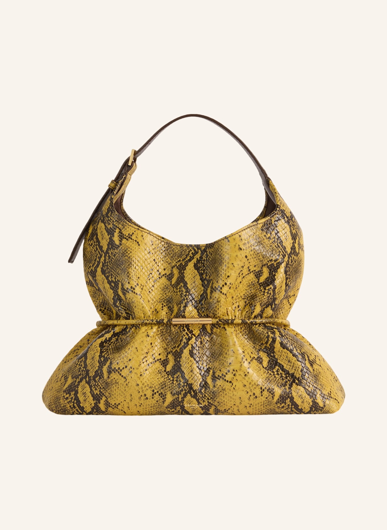 BALMAIN Mittelgroße Tasche SPHYNX aus Leder in Pythonoptik: GELB