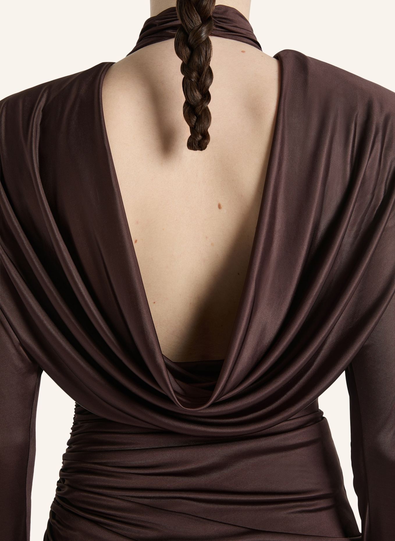 BALMAIN Langes Kleid aus fließendem Jersey: BRAUN