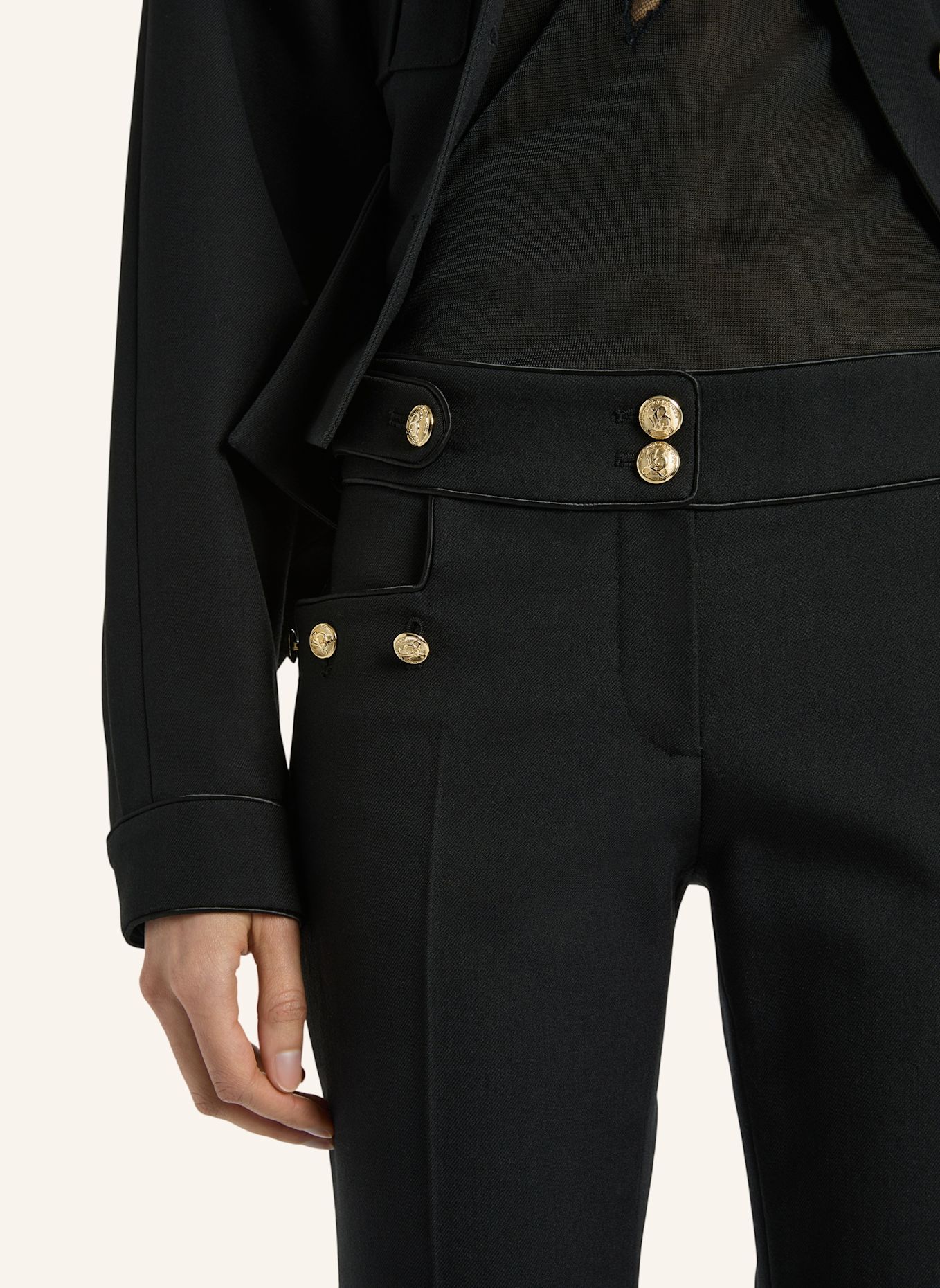 BALMAIN Bundfaltenhose aus Wollgabardine: SCHWARZ