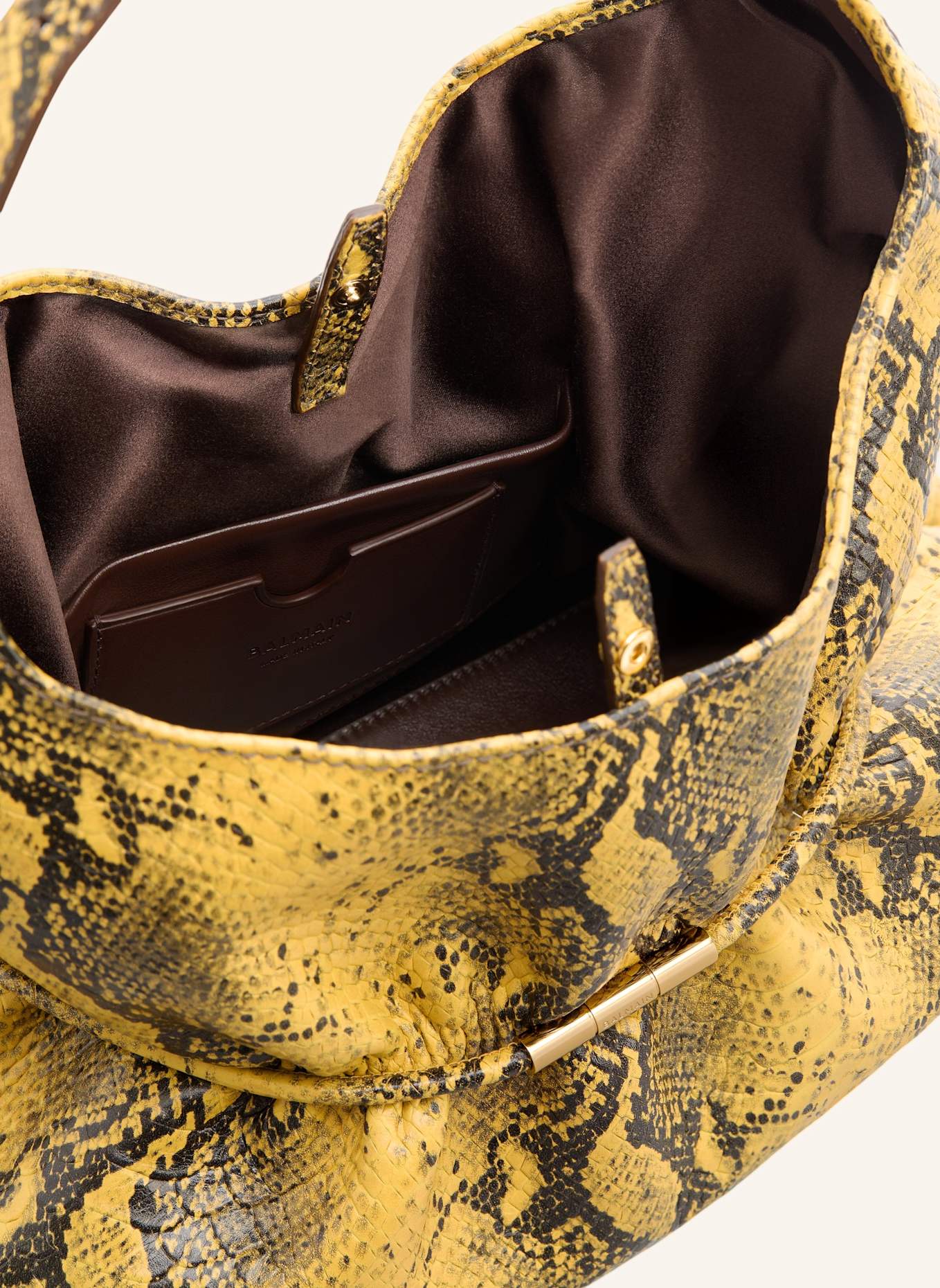 BALMAIN Mittelgroße Tasche SPHYNX aus Leder in Pythonoptik: GELB