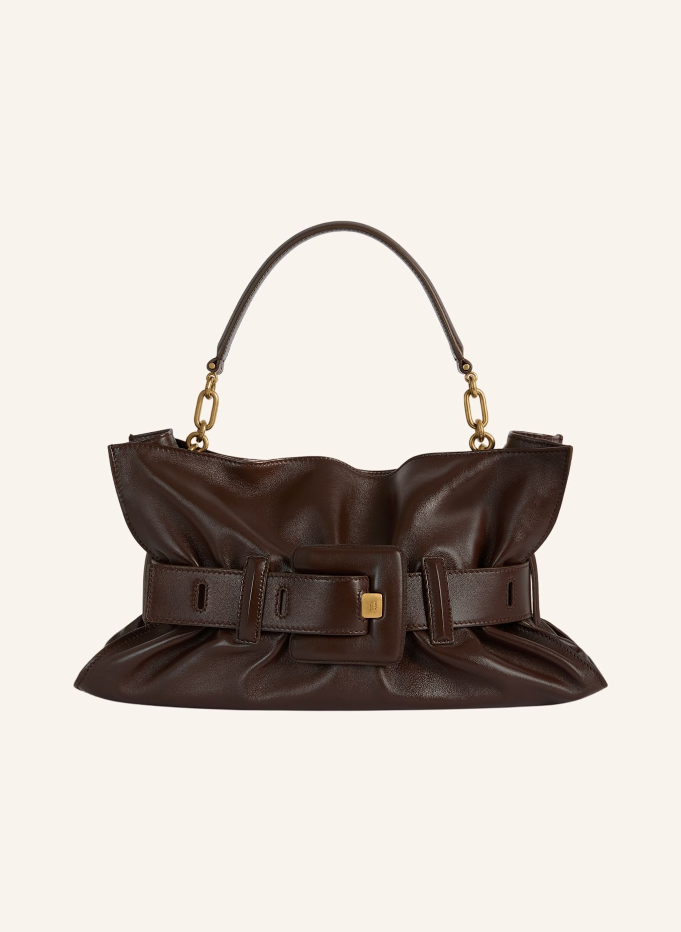 BALMAIN Mittelgroße Tasche ANTHEM aus Glattleder: BRAUN