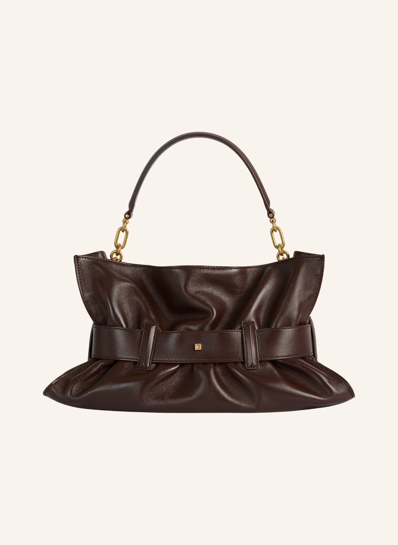 BALMAIN Mittelgroße Tasche ANTHEM aus Glattleder: BRAUN