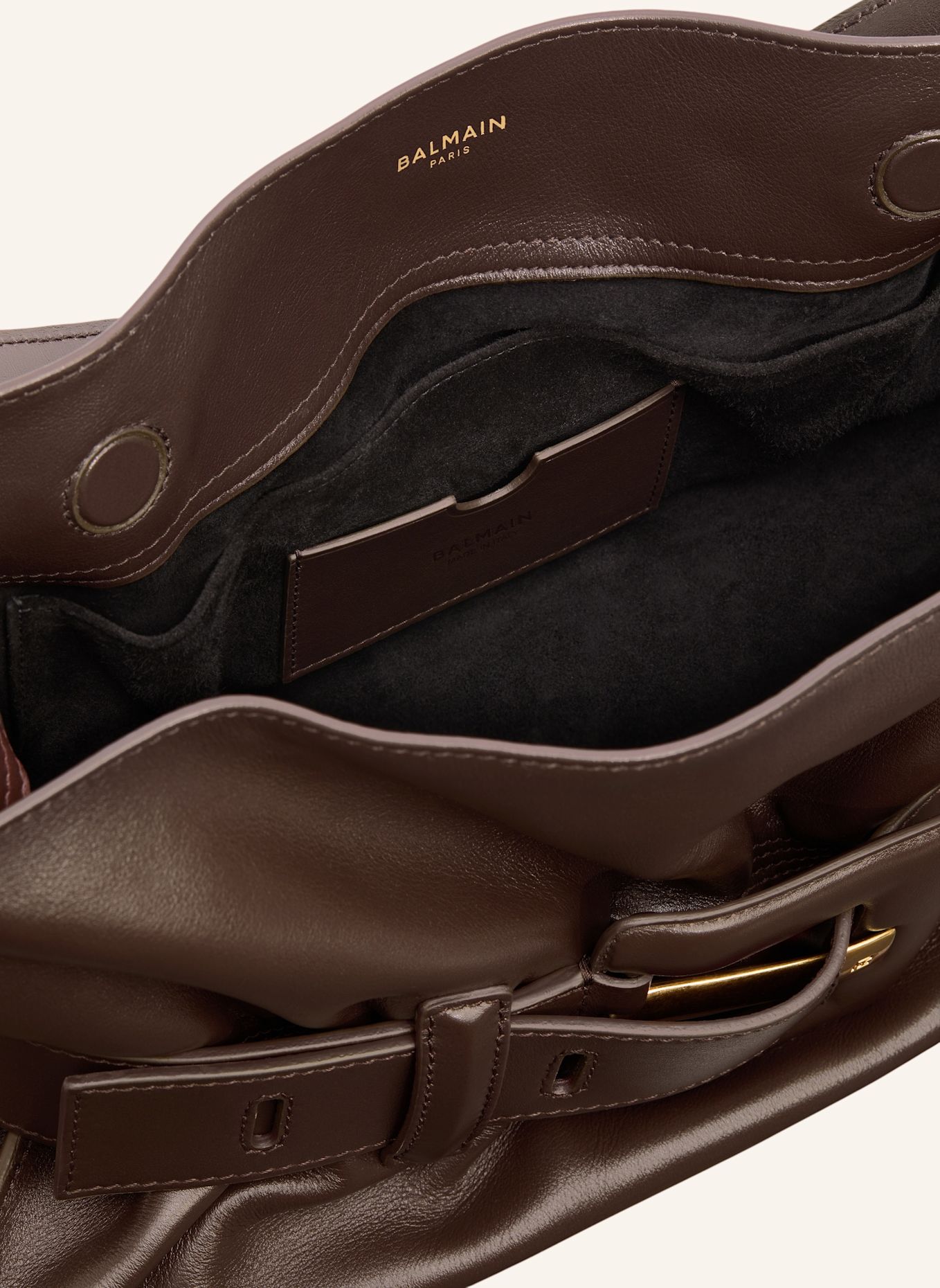 BALMAIN Mittelgroße Tasche ANTHEM aus Glattleder: BRAUN
